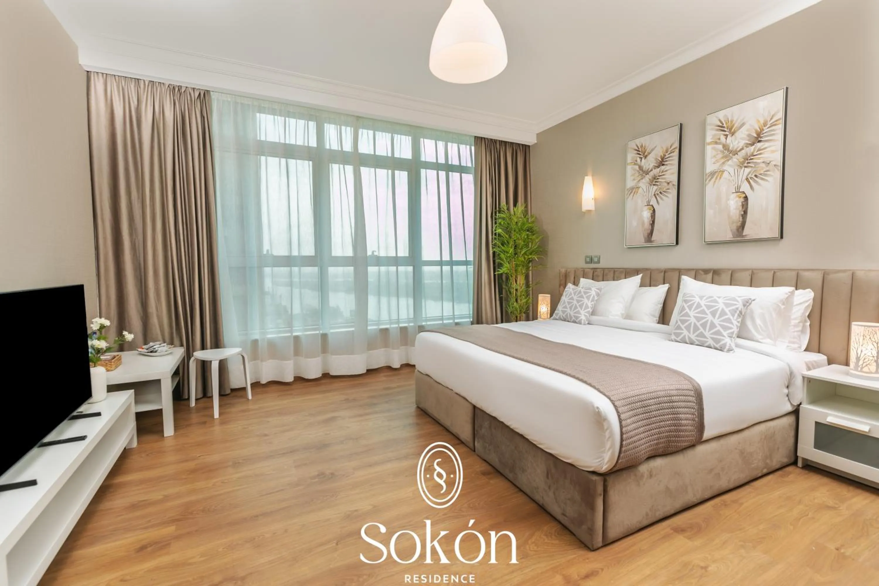 Bedroom, Bed in Sokon Residence Partial Nile view at Maadi