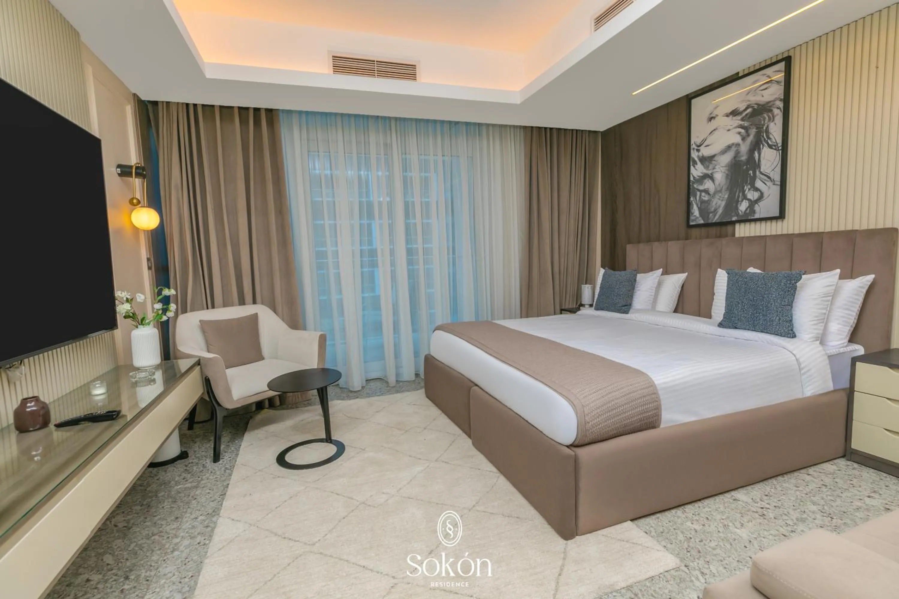 Bedroom, Bed in Sokon Residence Partial Nile view at Maadi