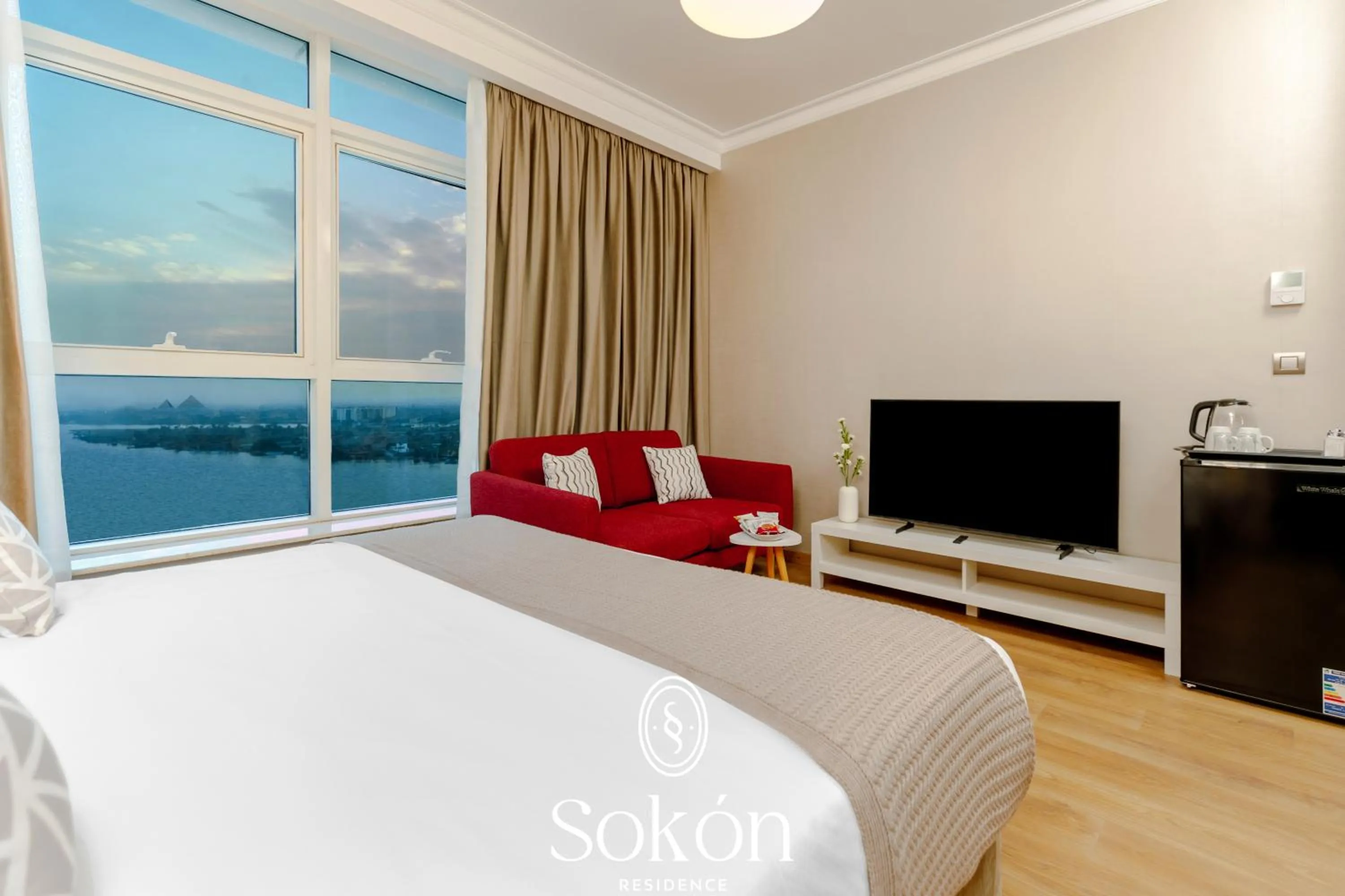 Bedroom, Bed in Sokon Residence Partial Nile view at Maadi