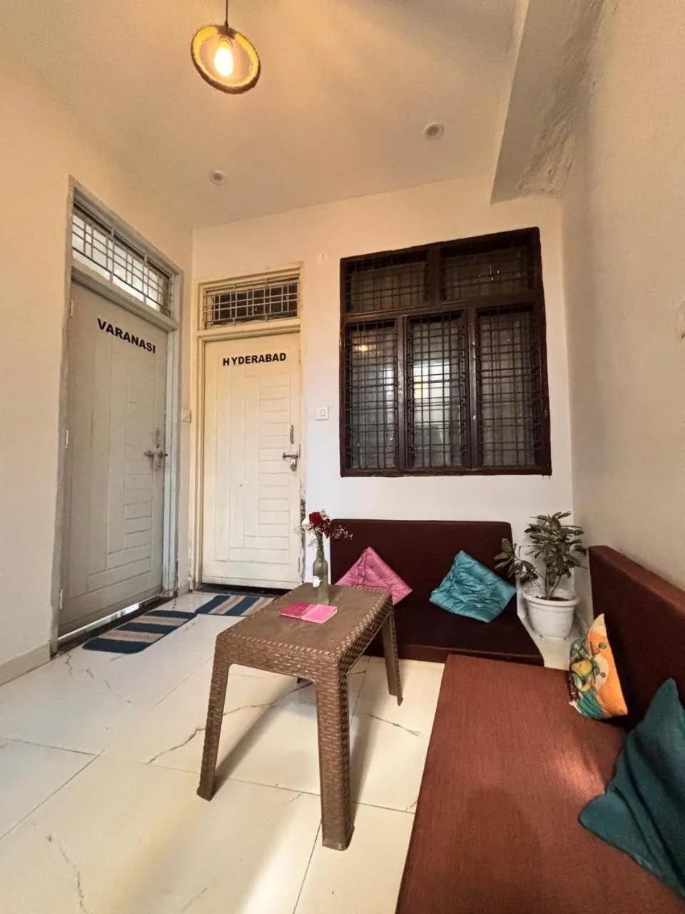 Living room in OLT Hostel Rishikesh