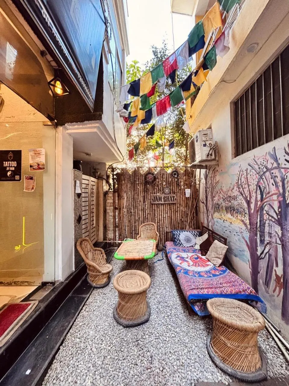 Living room in OLT Hostel Rishikesh
