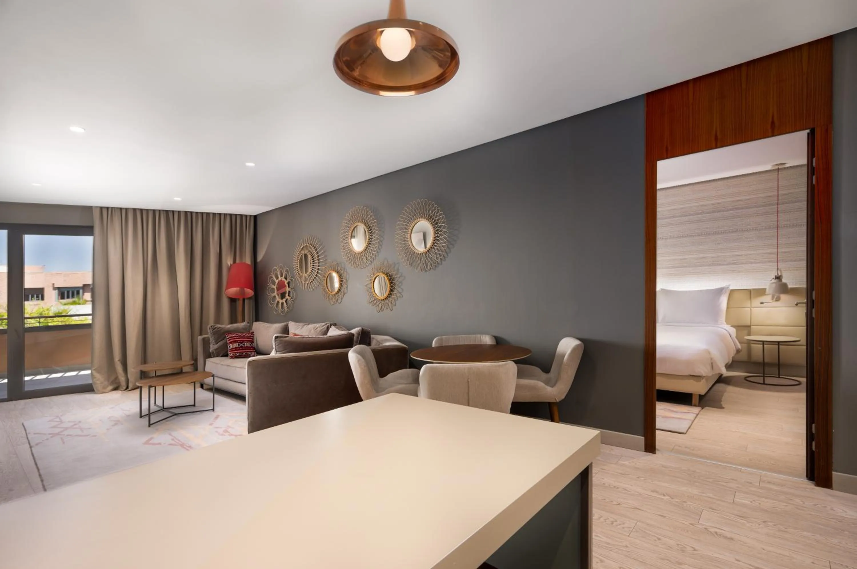 Communal lounge/ TV room, Bed in Radisson Blu Marrakech, Carré Eden