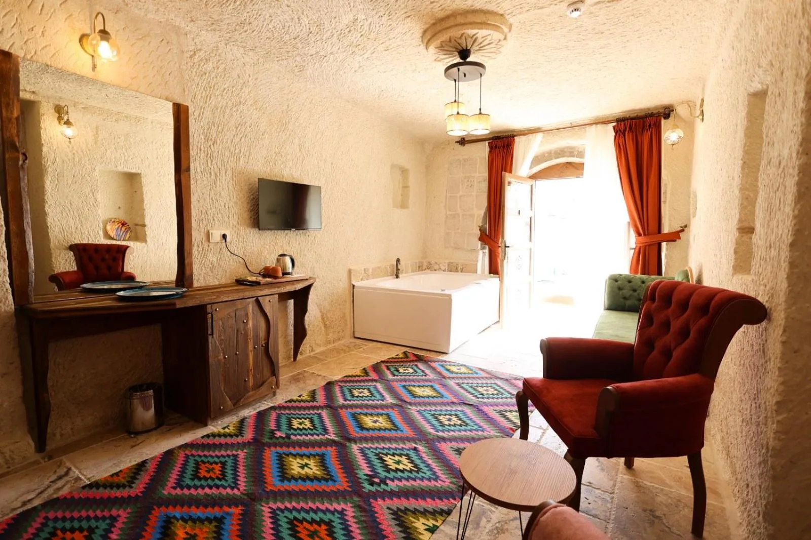 Seating area in Gala Cave Cappadocia