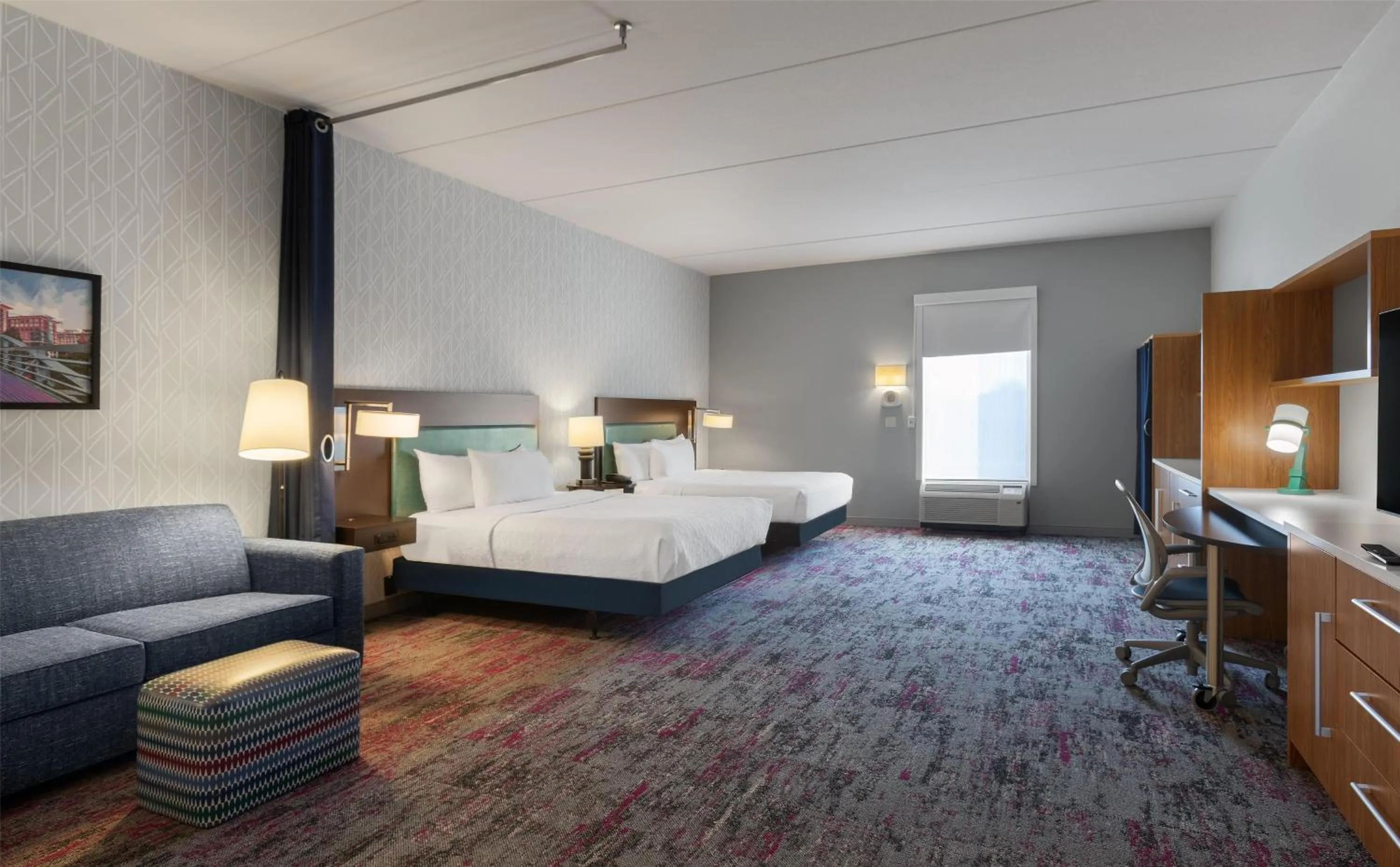 Living room, Bed in Home2 Suites by Hilton Greenville Airport