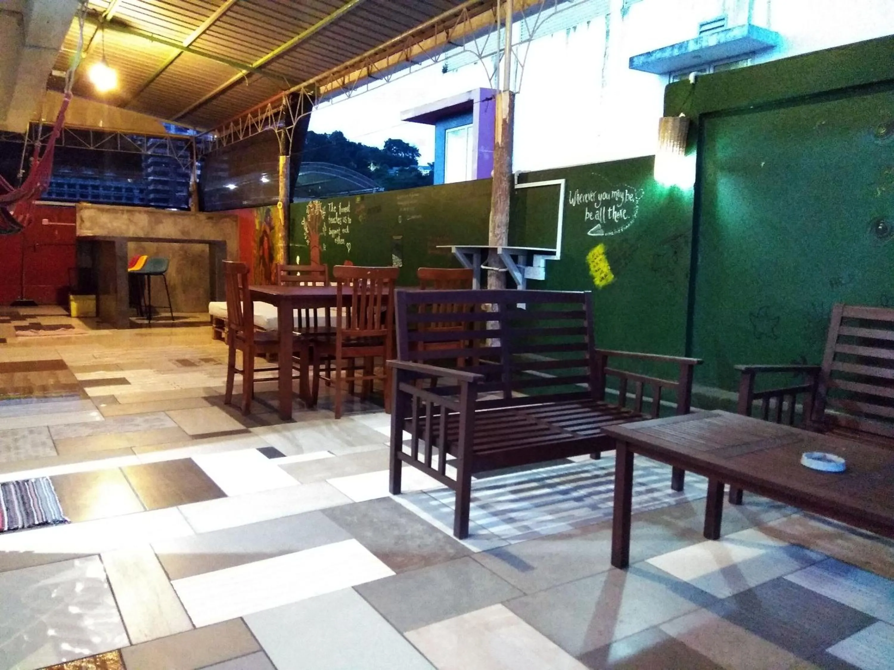 Patio in Sandakan Backpackers Hostel
