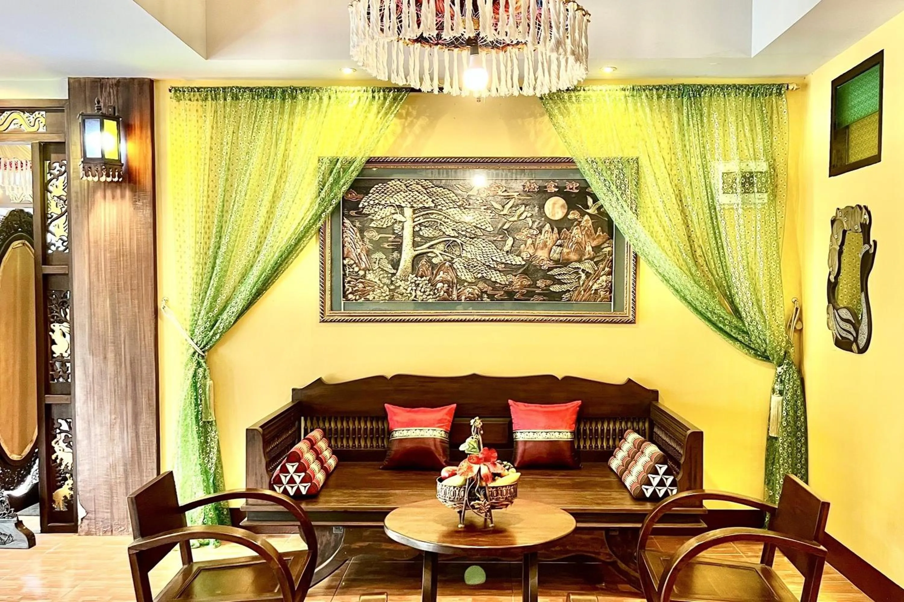 Seating area in LM Hostel