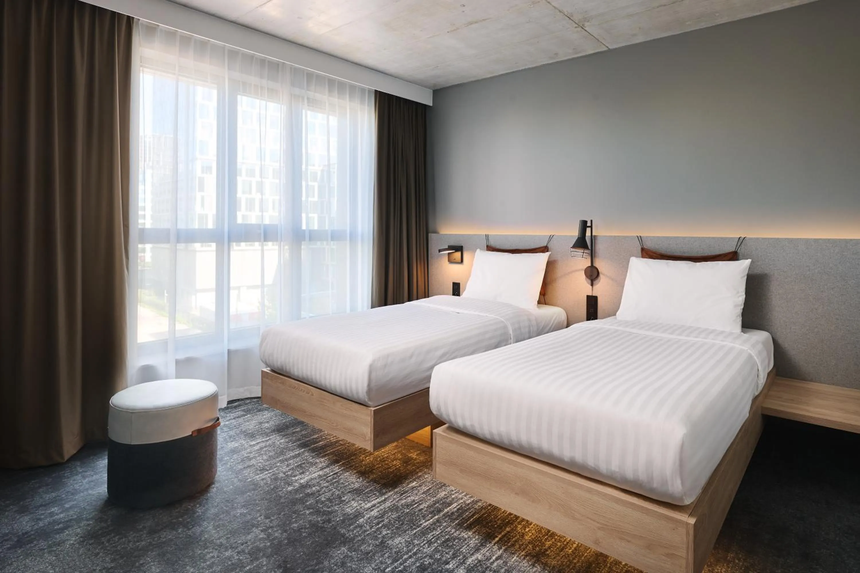 View (from property/room), Bed in Moxy Warsaw City