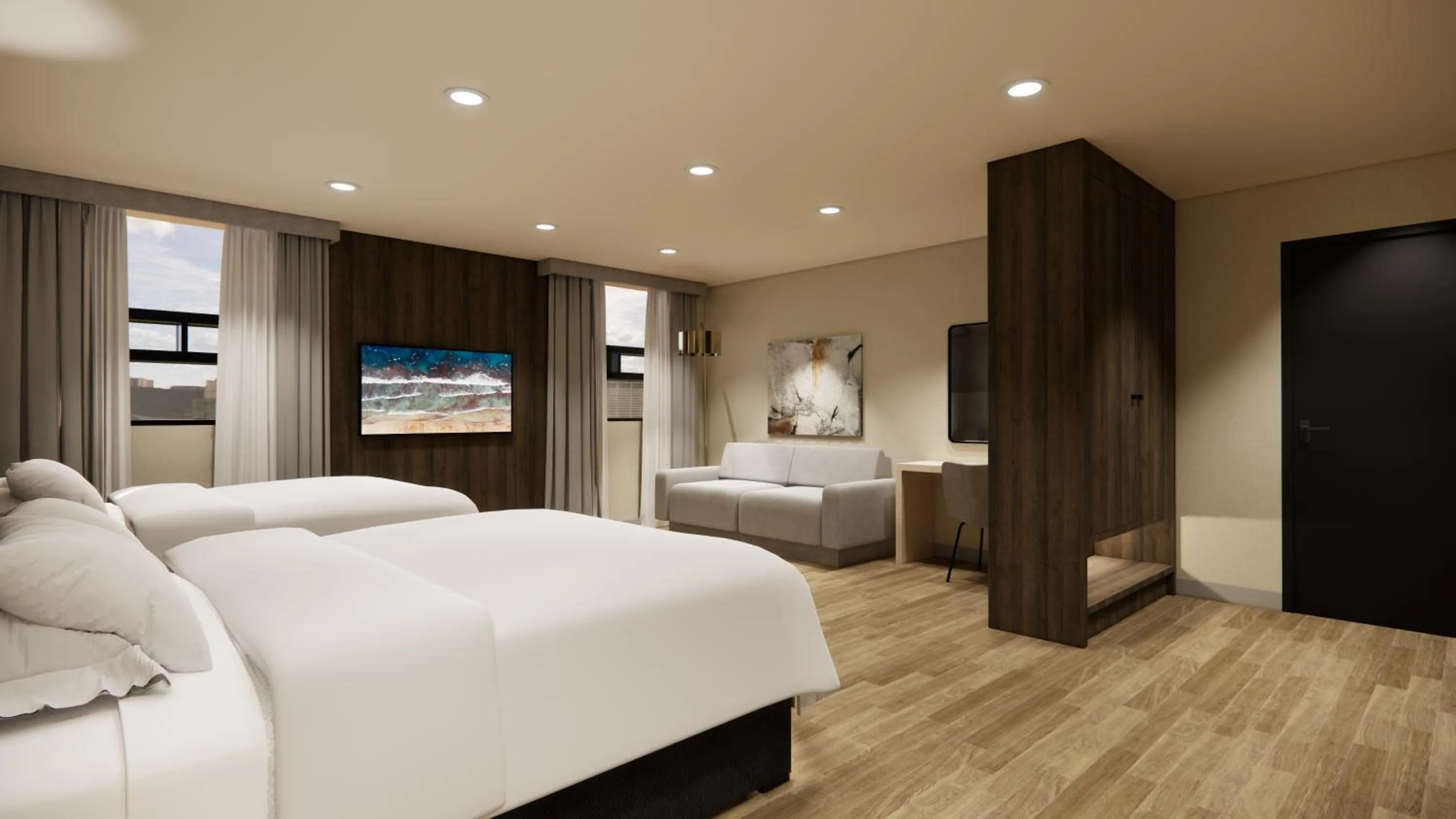 Living room, Bed in Kins Hotel