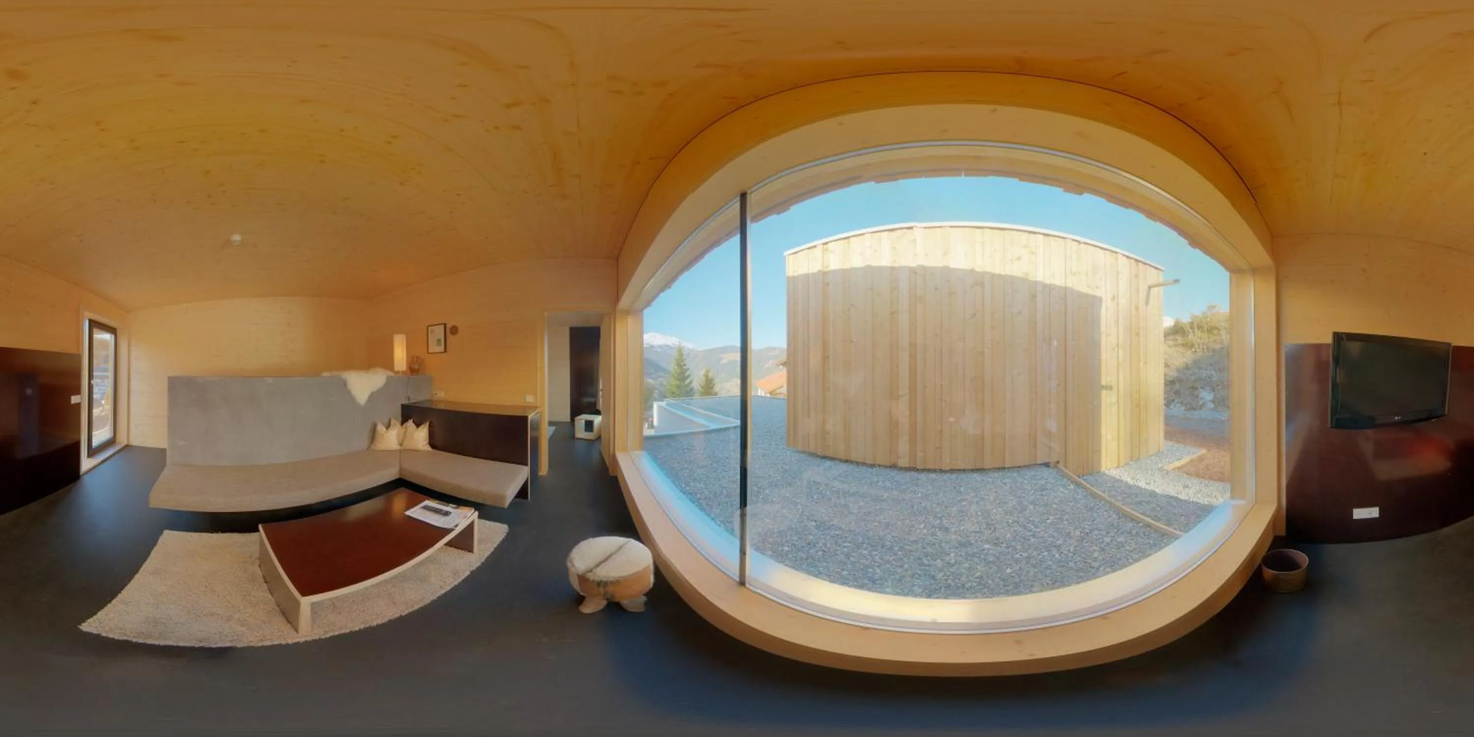 Living room, Bed in Refugio Laudegg