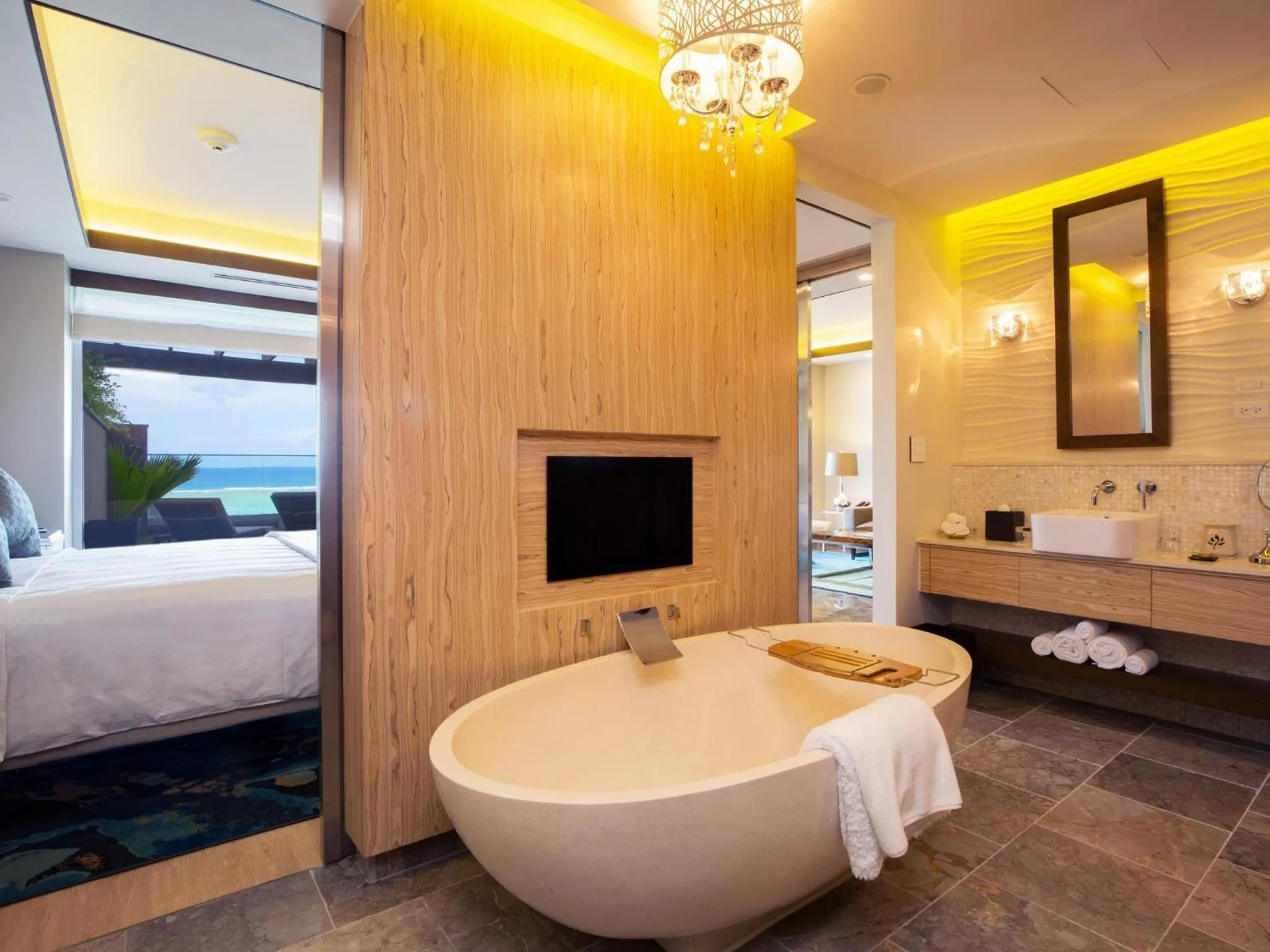 Bathroom, Bed in Dusit Thani Guam Resort