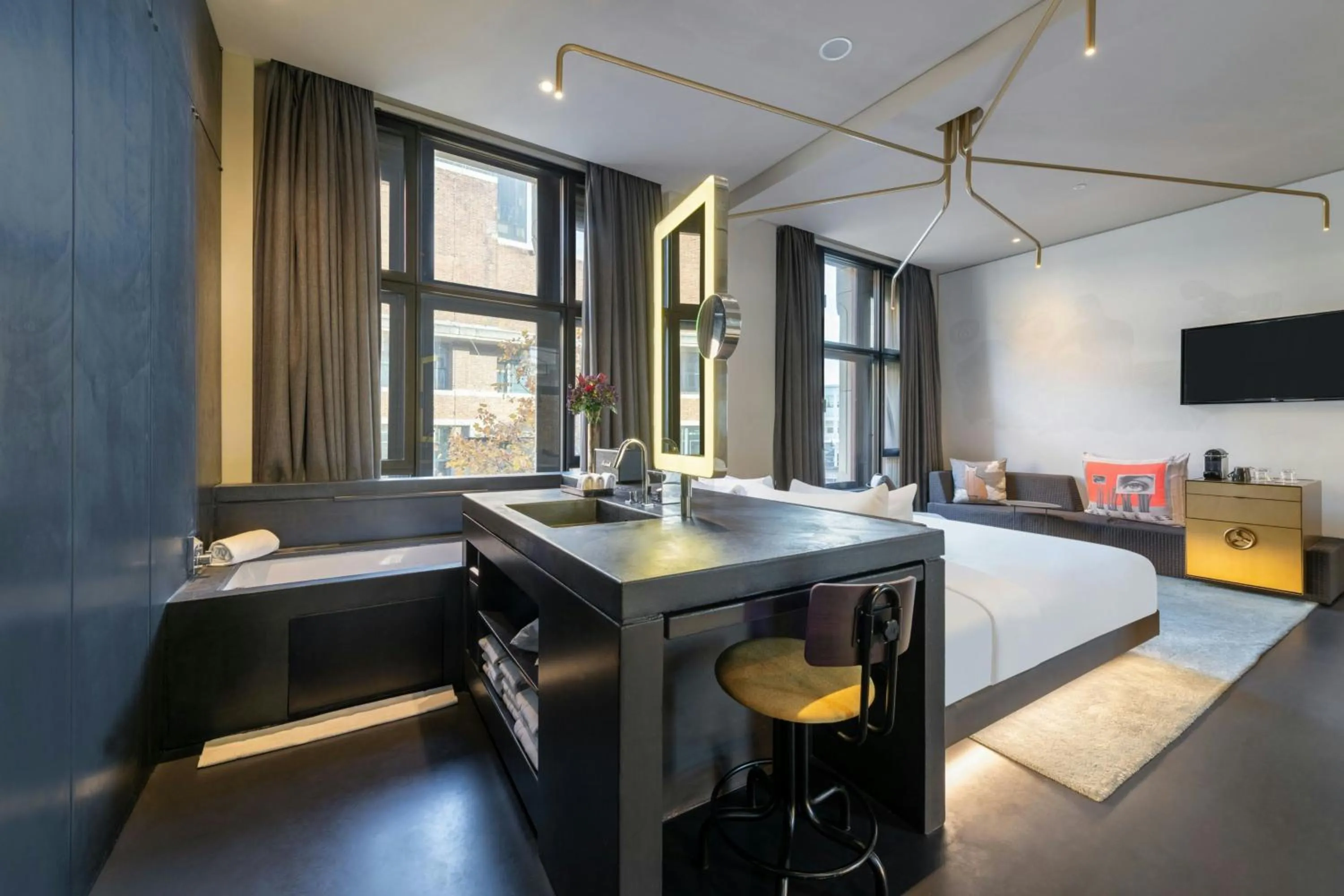 Bathroom, Bed in W Amsterdam