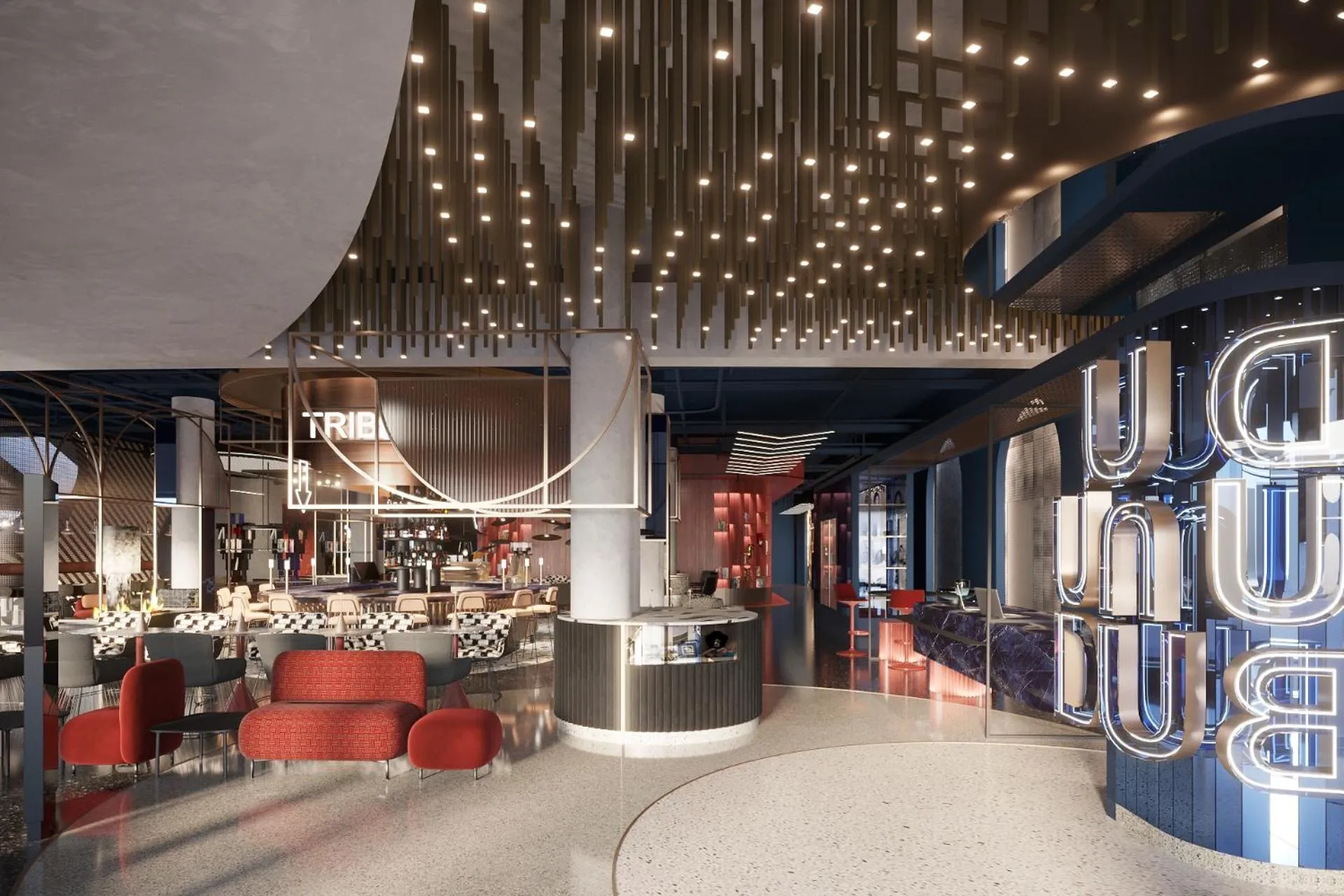 Lobby or reception in TRIBE Budapest Airport