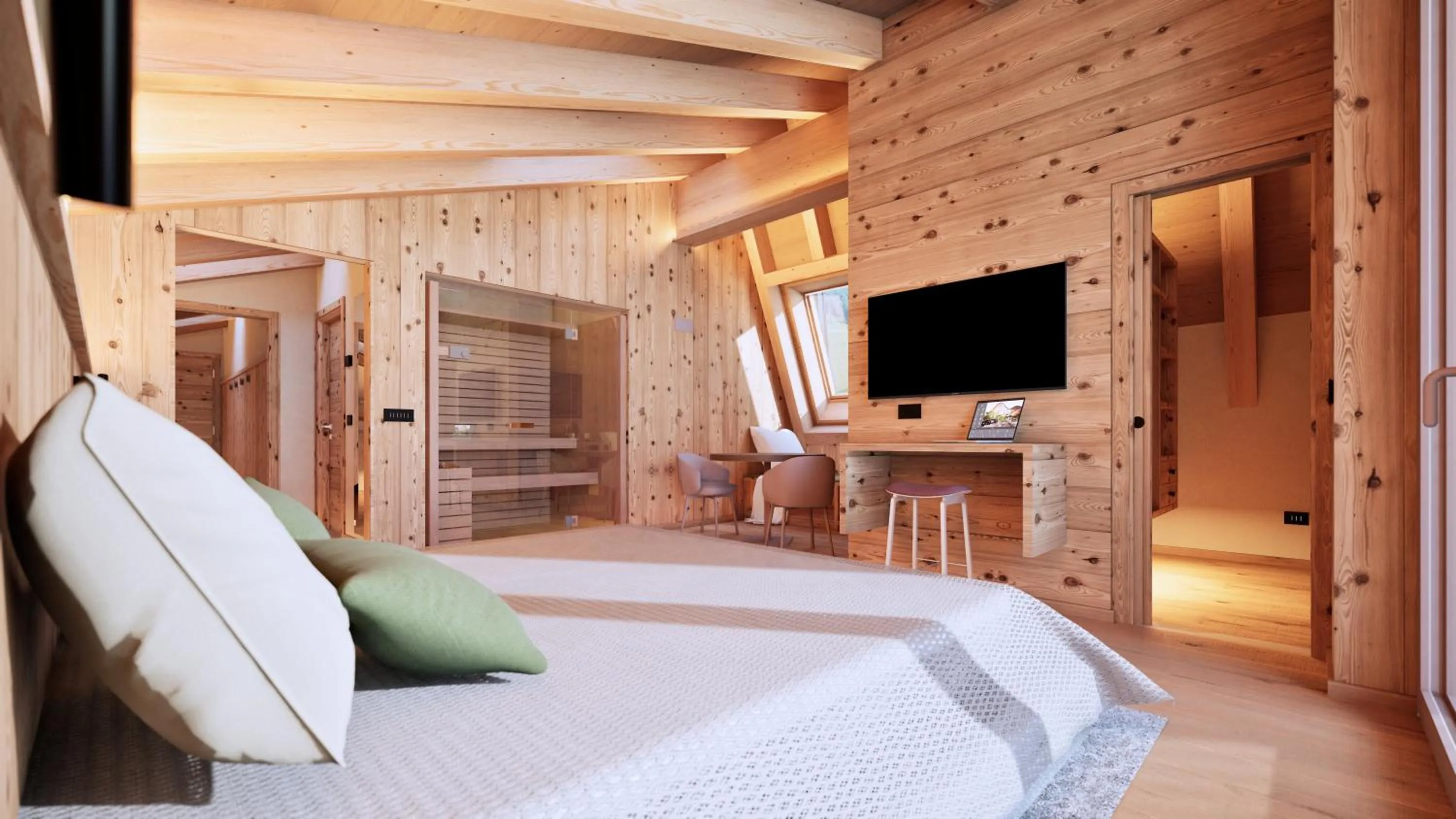 Sauna, Bed in Funivia Bormio Active Hotel - Adults Only
