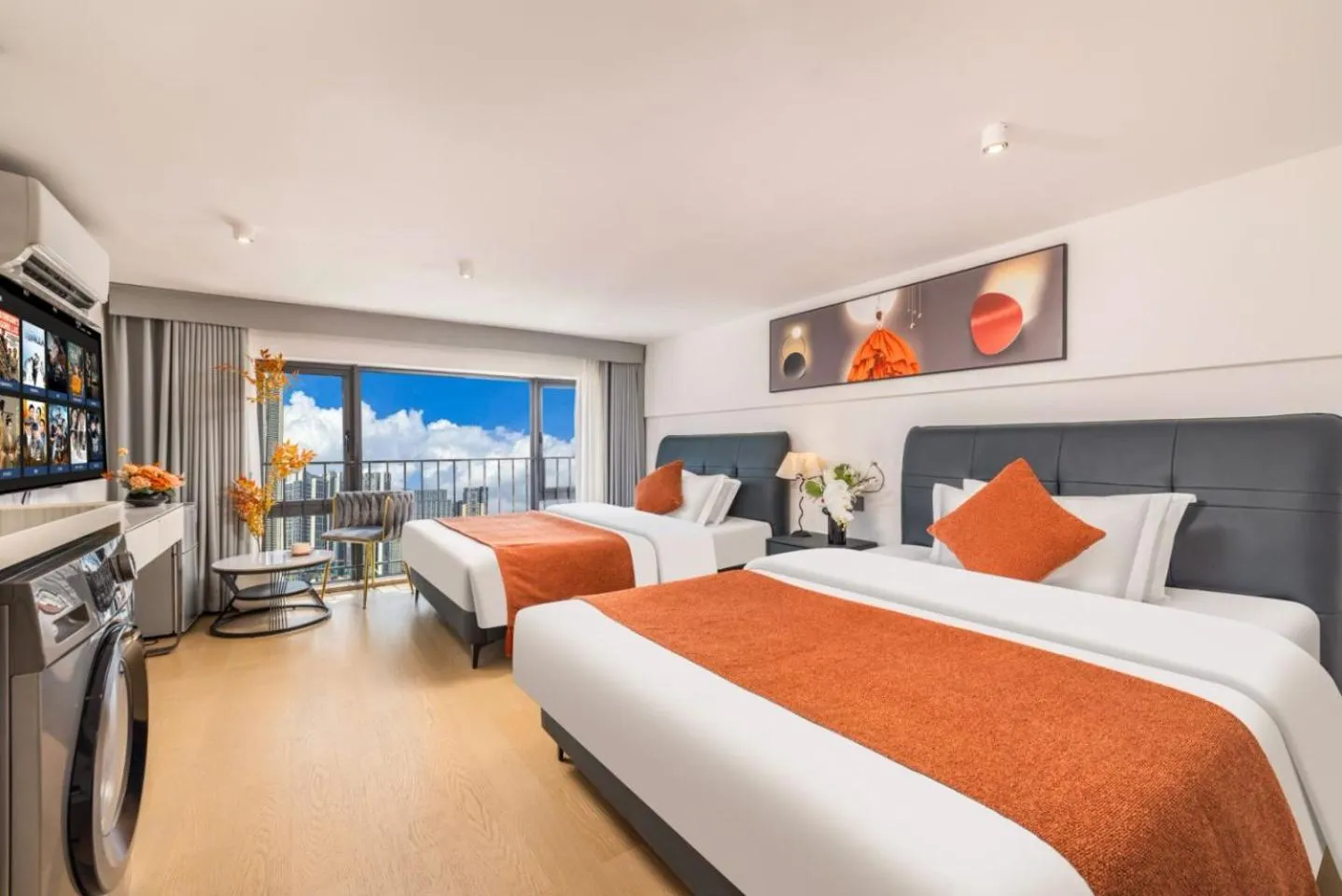 Bed in Mihua International Apartment - Guangzhou Yangang Subway Station Branch