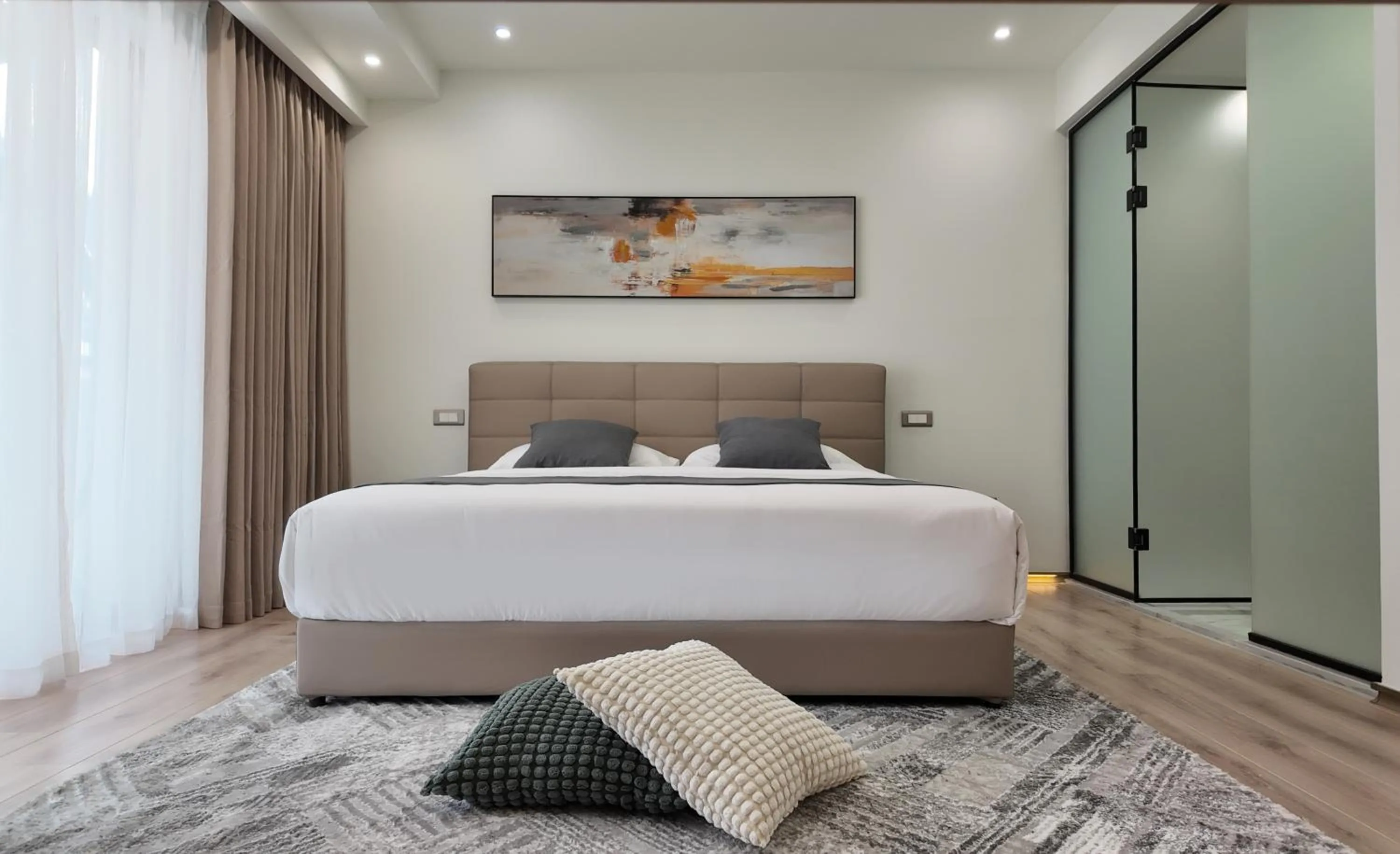 Bed in CC LUX Suites in Piraeus Port