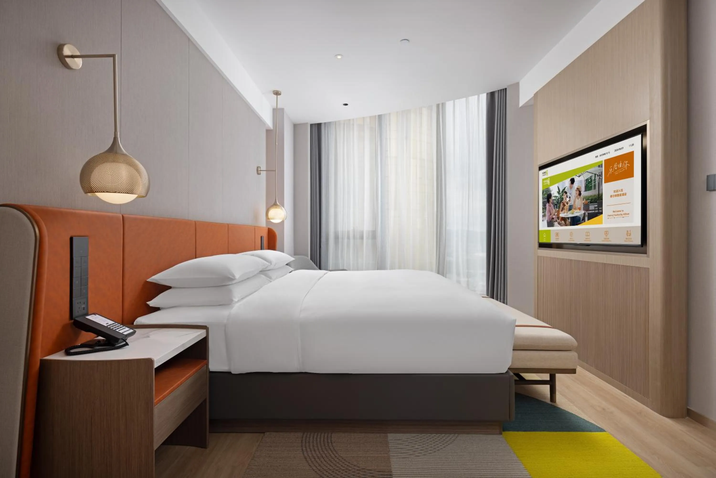 Bed in Home2 Suite by Hilton Yiwu World Trade Center