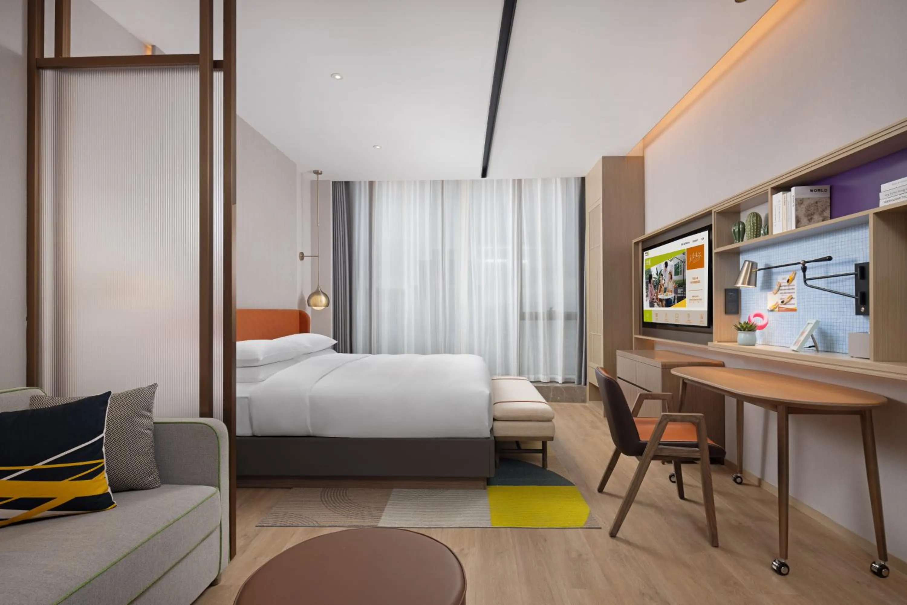 Bed in Home2 Suite by Hilton Yiwu World Trade Center