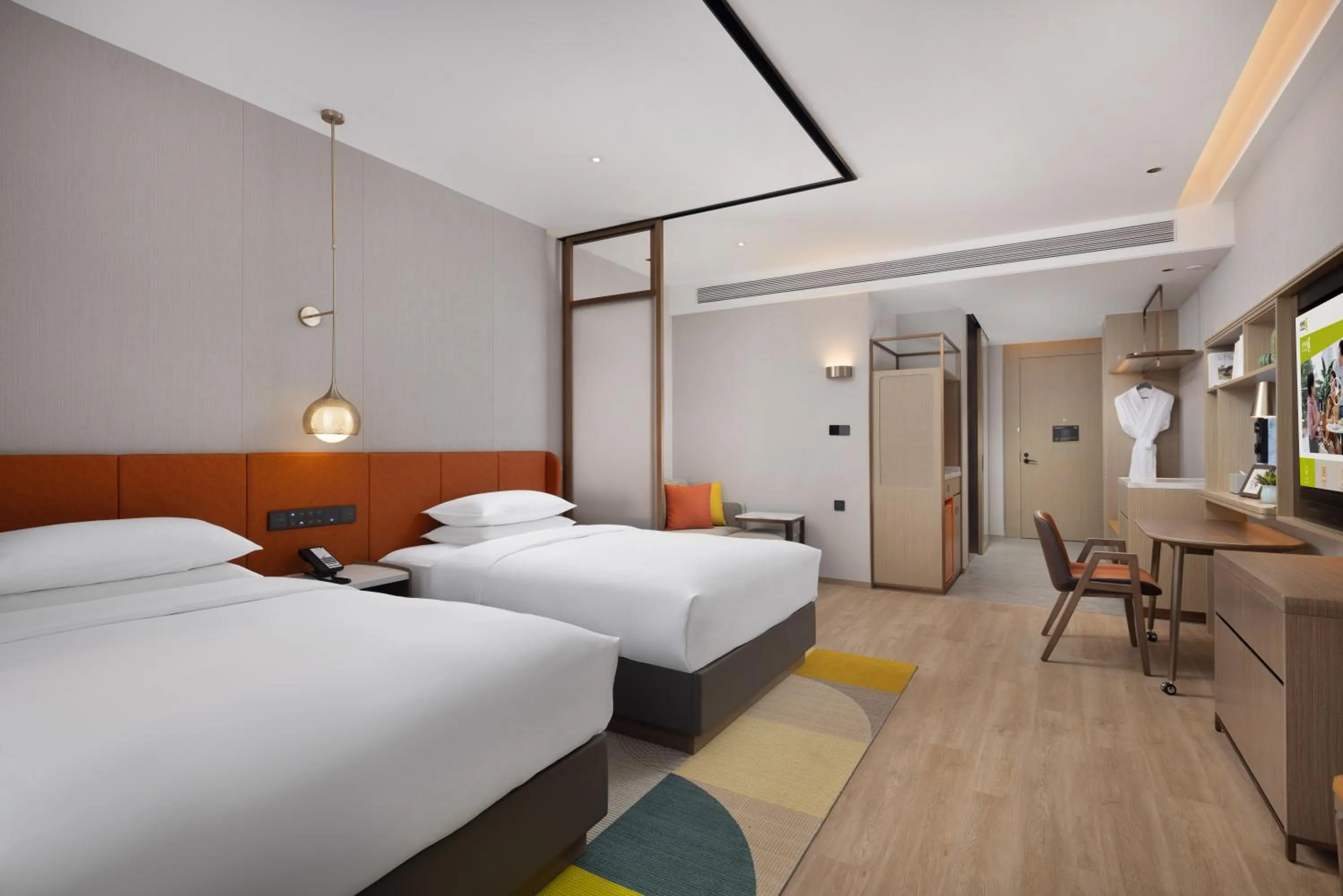 Bed in Home2 Suite by Hilton Yiwu World Trade Center