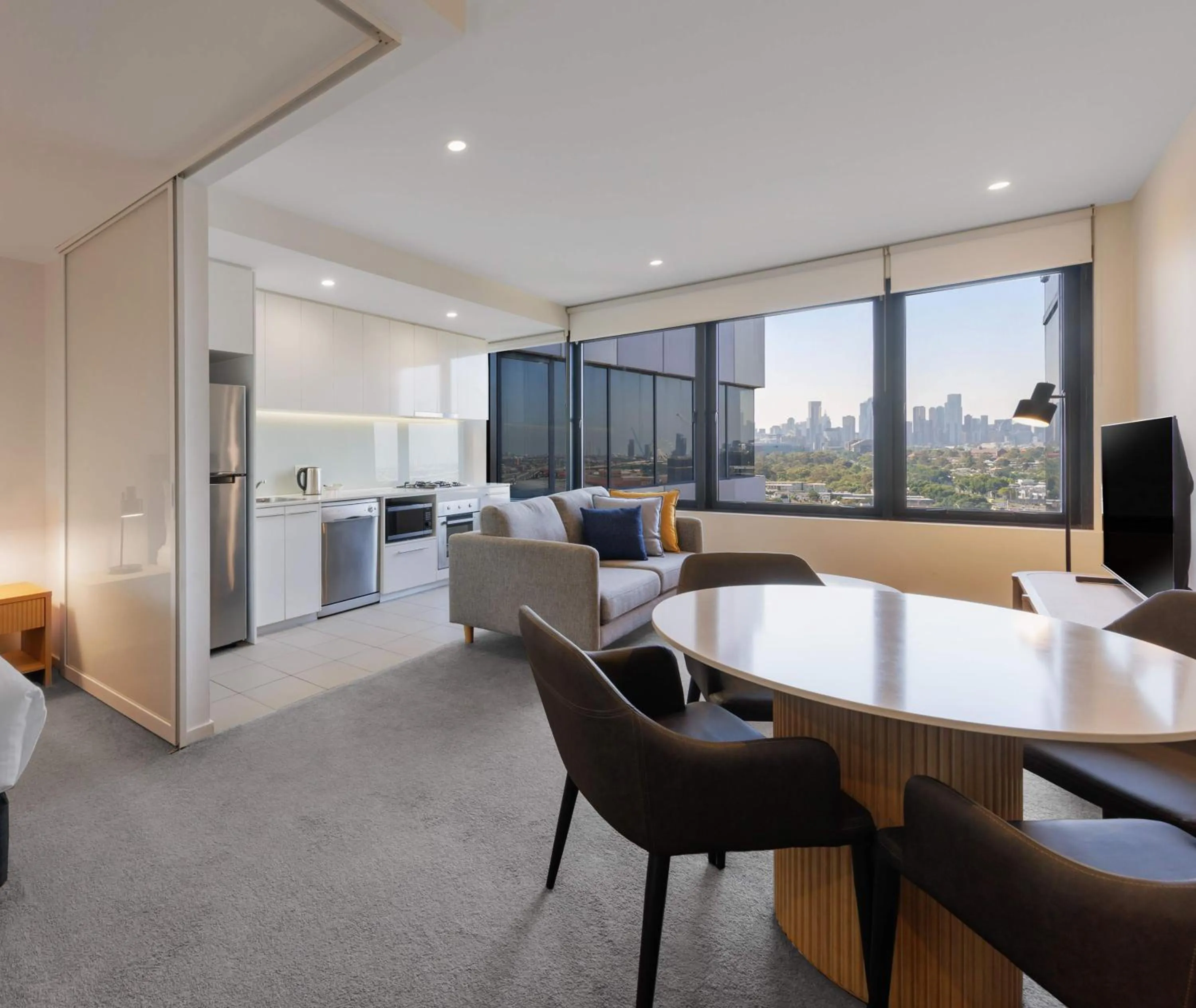 Kitchen or kitchenette in Oaks Melbourne Flemington Suites