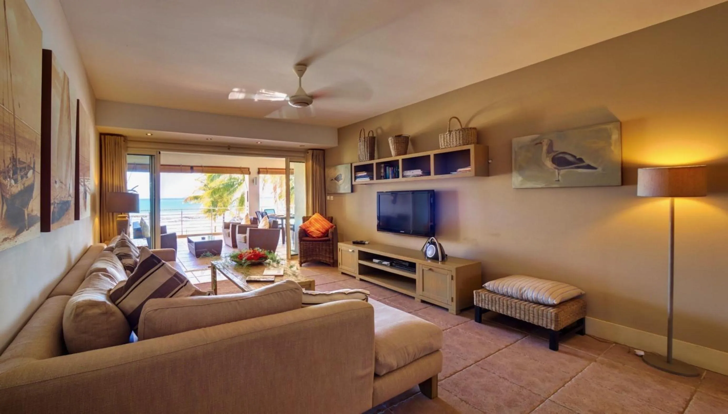 Living room in Cape Point Seafront by LOV Mauritius
