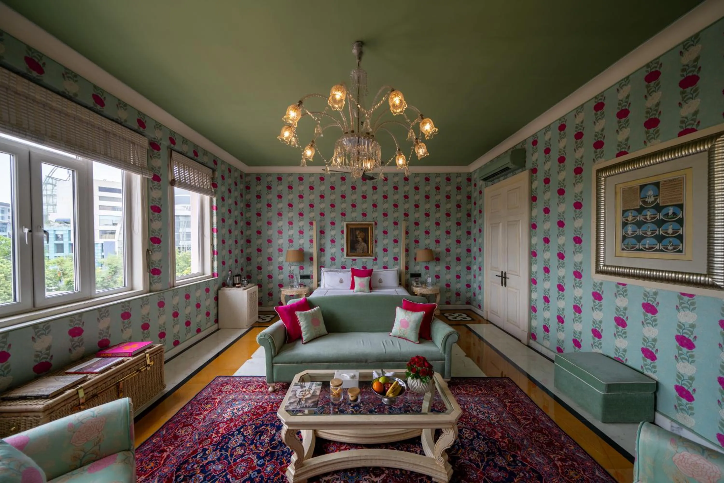 Photo of the whole room, Bed in Rajmahal Palace RAAS