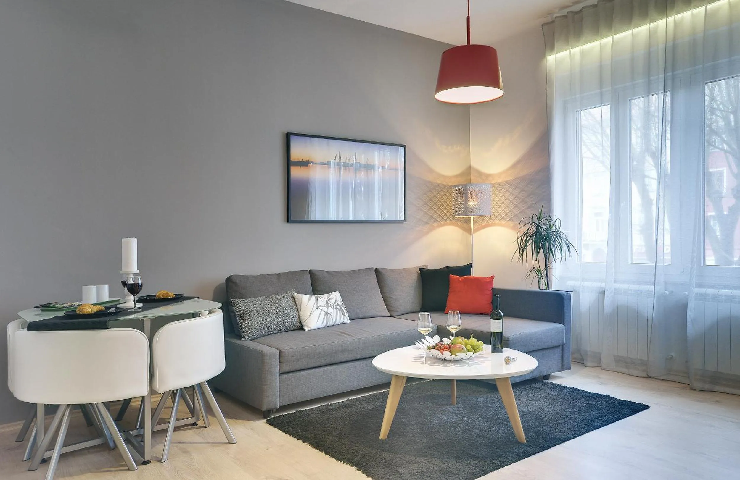 Living room in D&A Center Apartments with FREE Parking