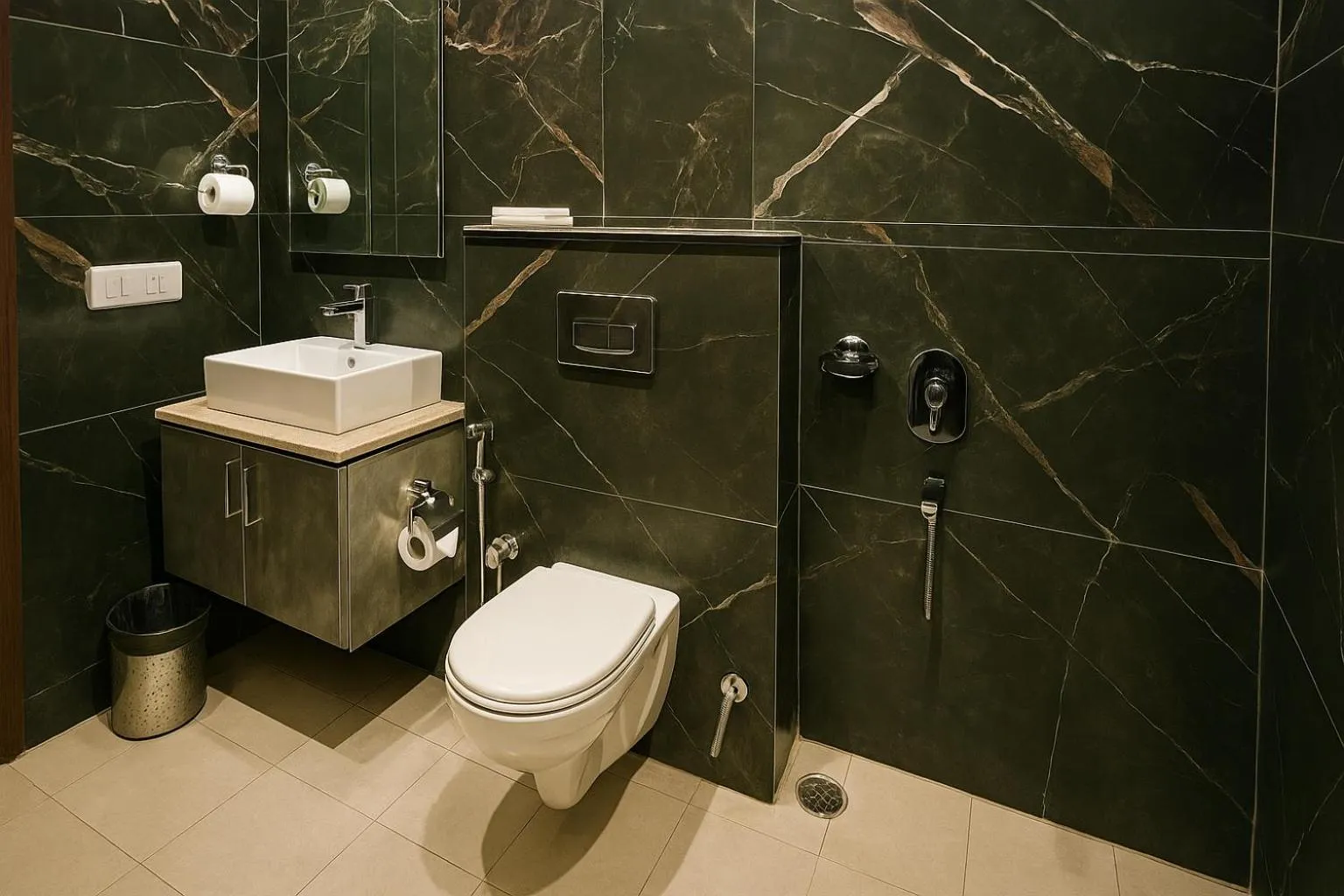 Toilet in Hotel Palm View by JMD Group