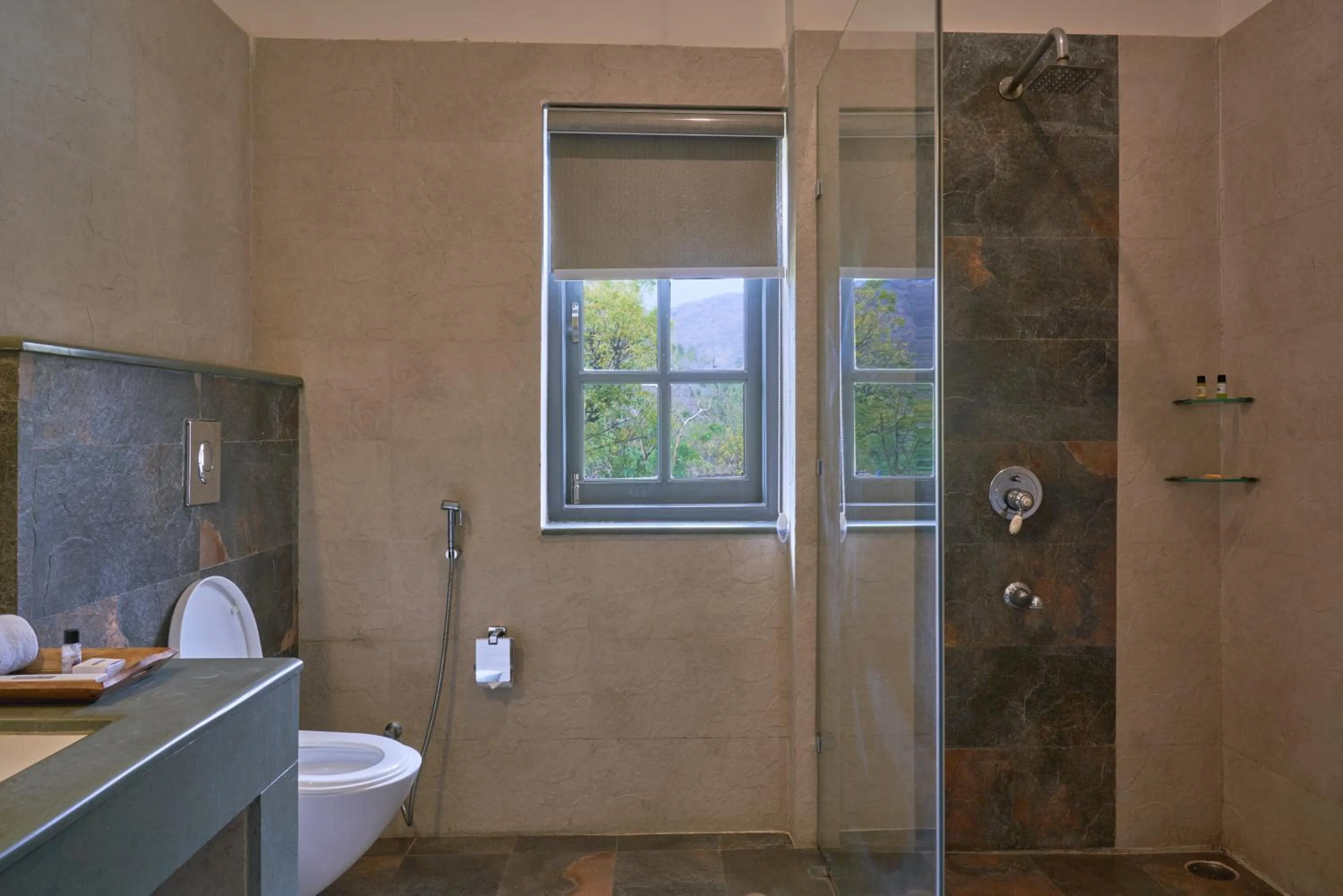 Shower in The Hunting Lodge - Luxury Resort in Udaipur