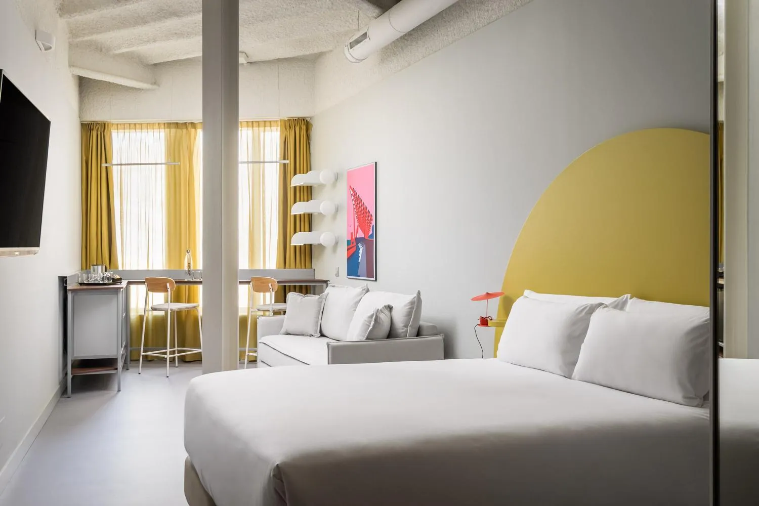 Bedroom, Bed in BYPILLOW Flamant