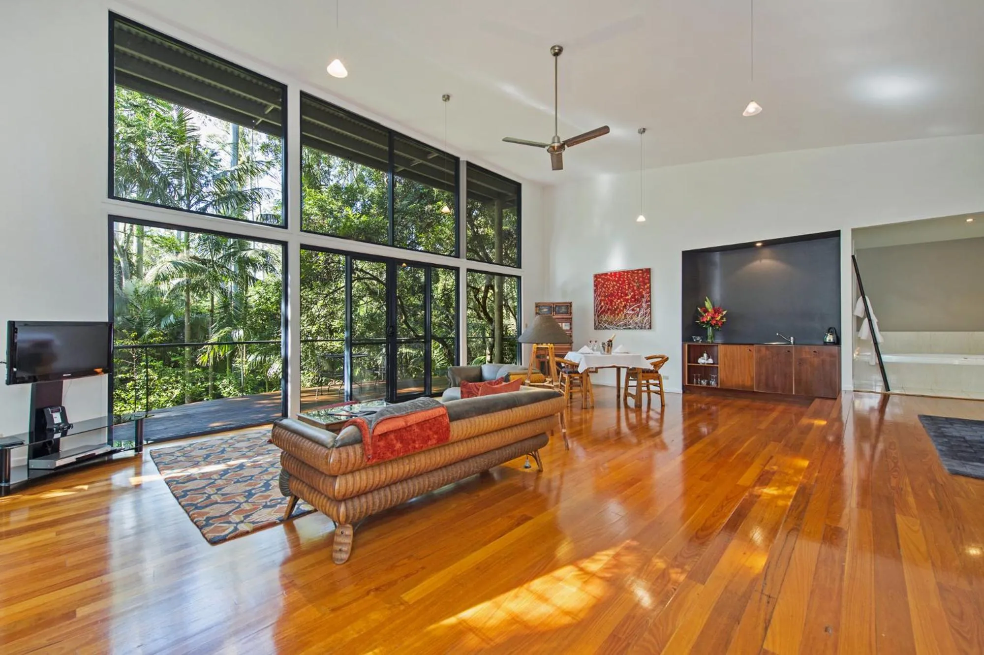 Living room in Pethers Rainforest Retreat