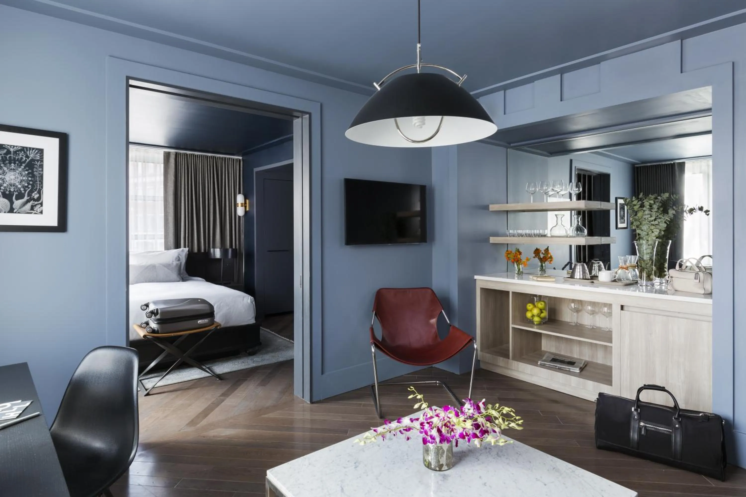 Decorative detail, Bed in The Tillary Hotel Brooklyn