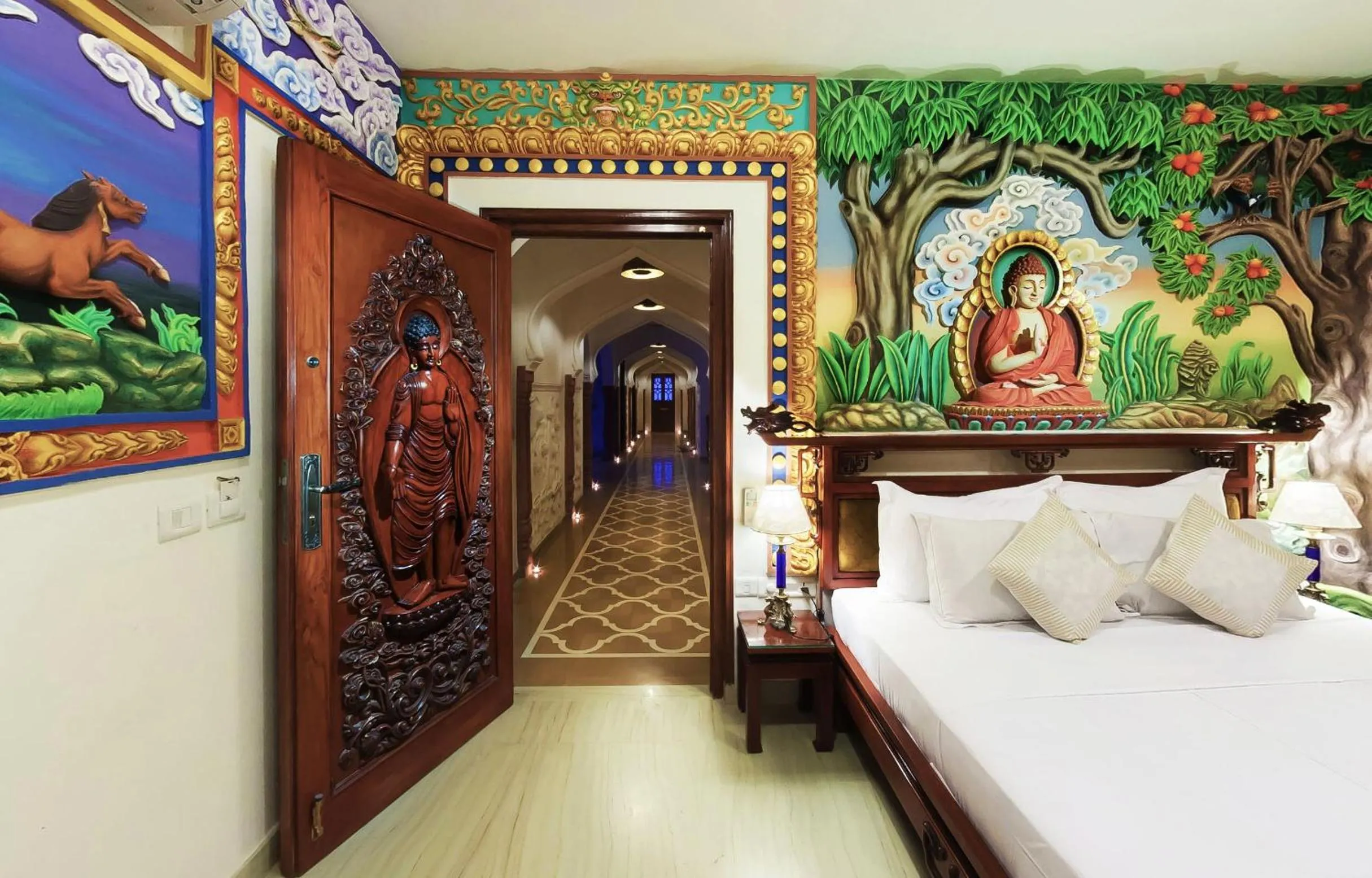 Decorative detail, Bed in Pearl Palace Heritage Boutique Hotel