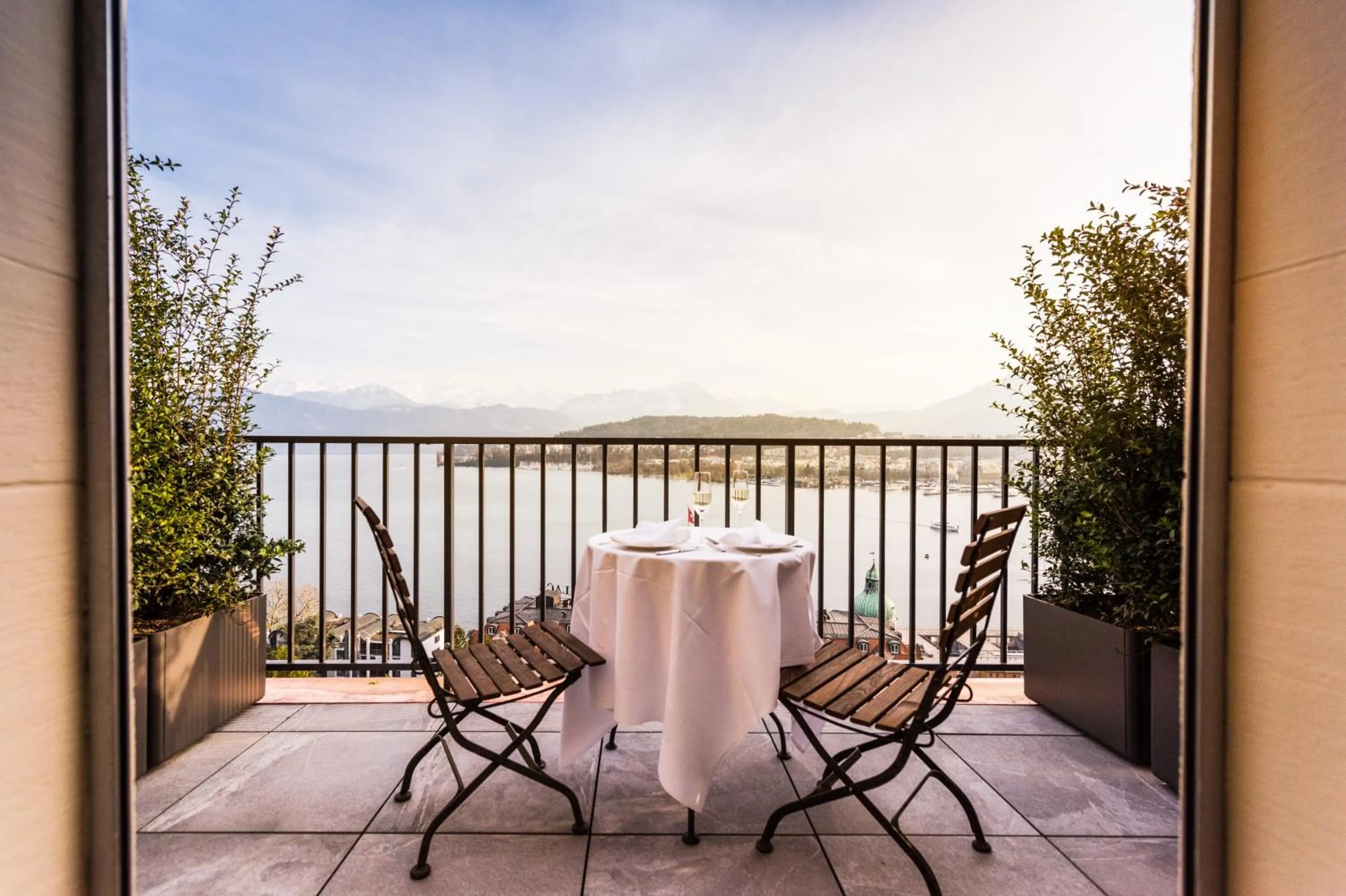 Balcony/Terrace in Art Deco Hotel Montana Luzern