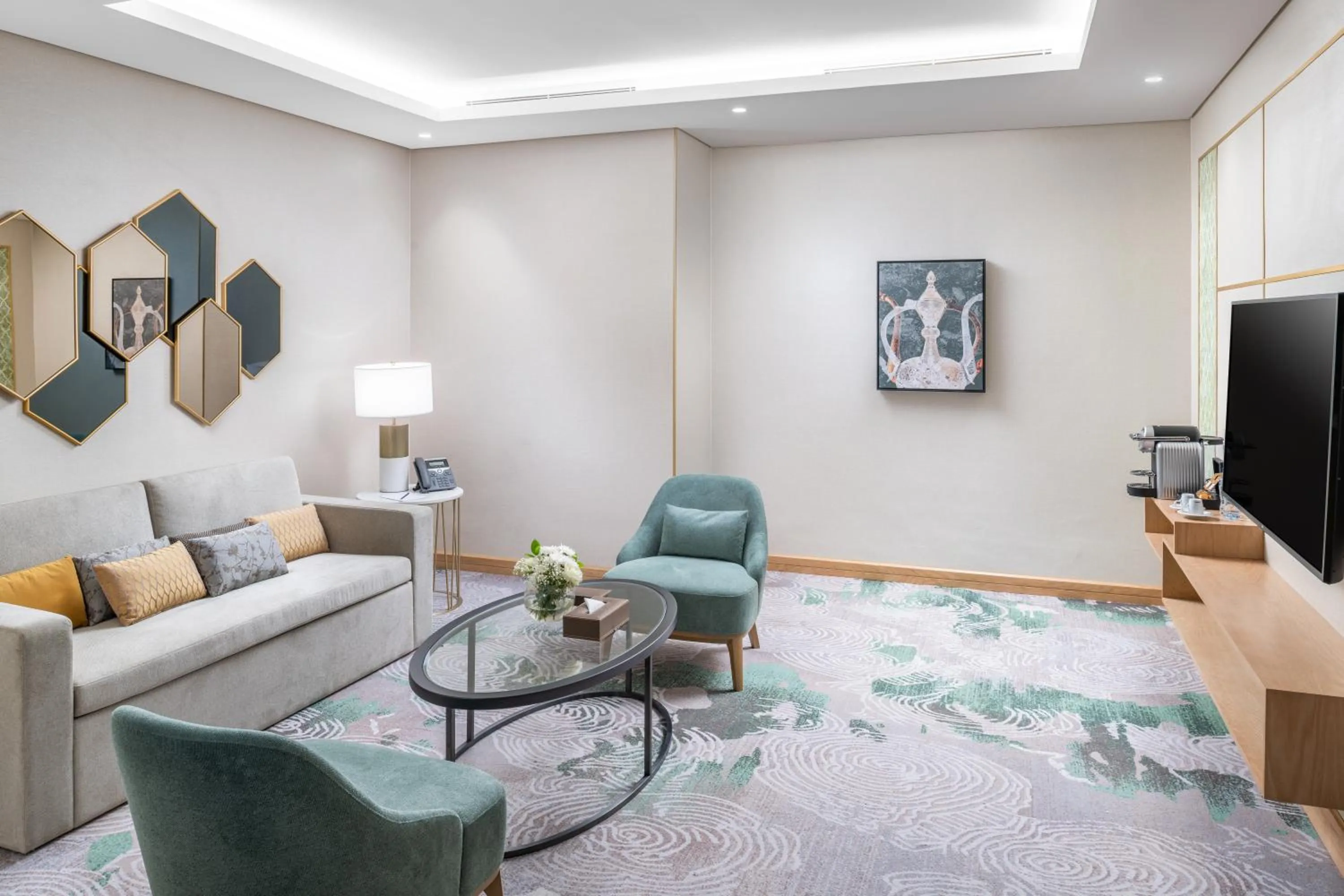 Living room in Makarem Haram view suites