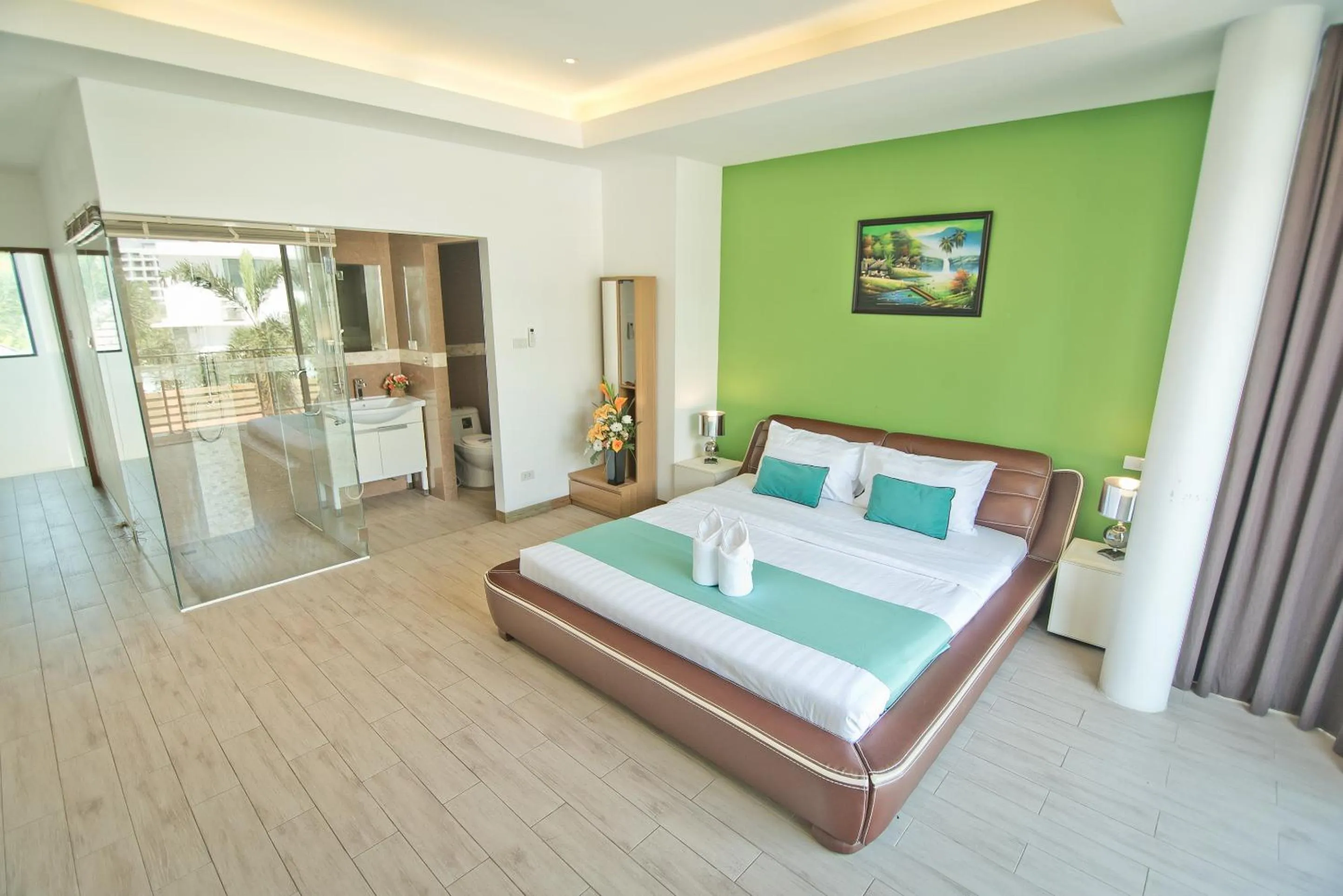 Bathroom, Bed in Tropicana Pool Villa