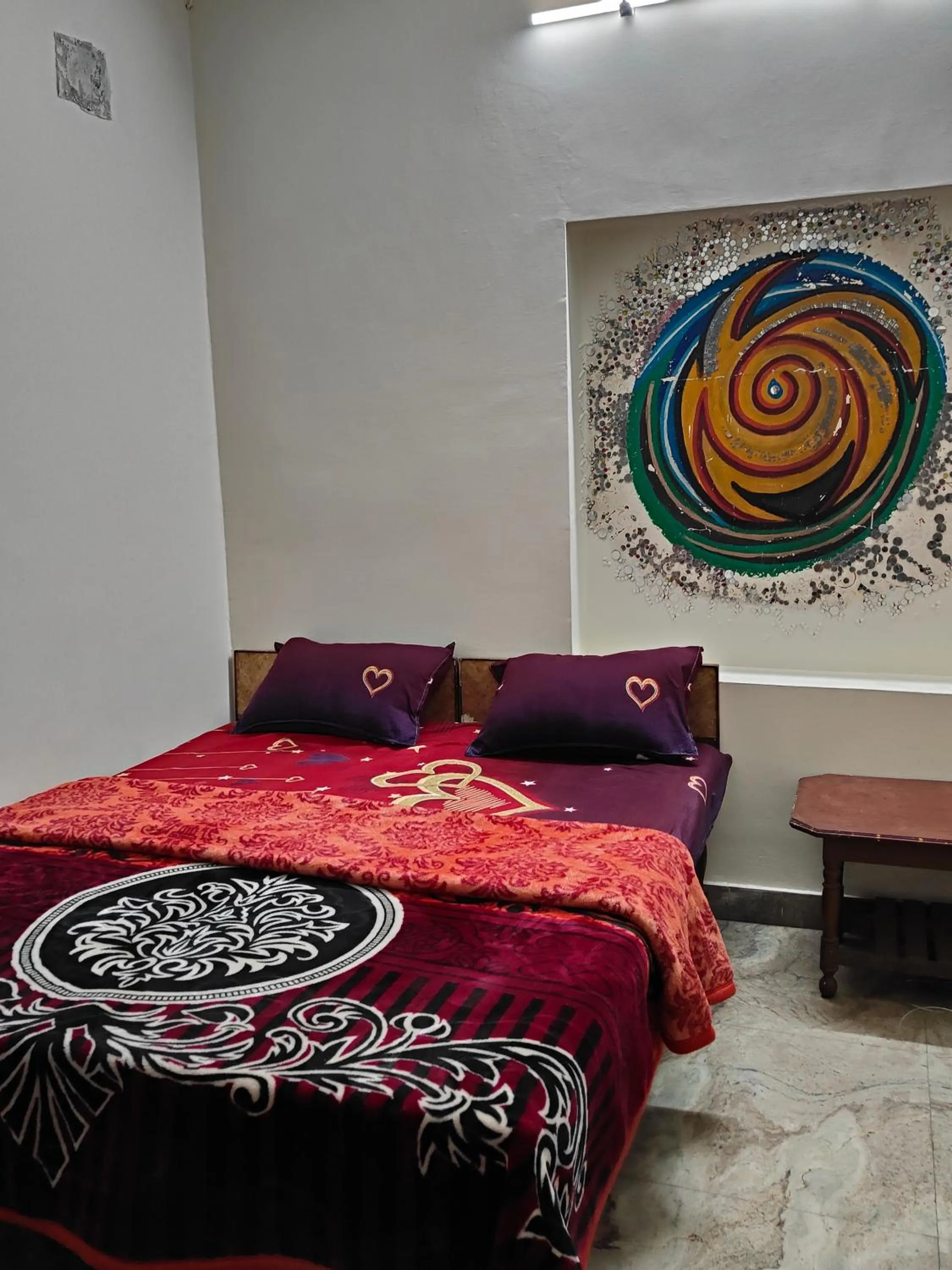 Bed in Priya guest house pushkar