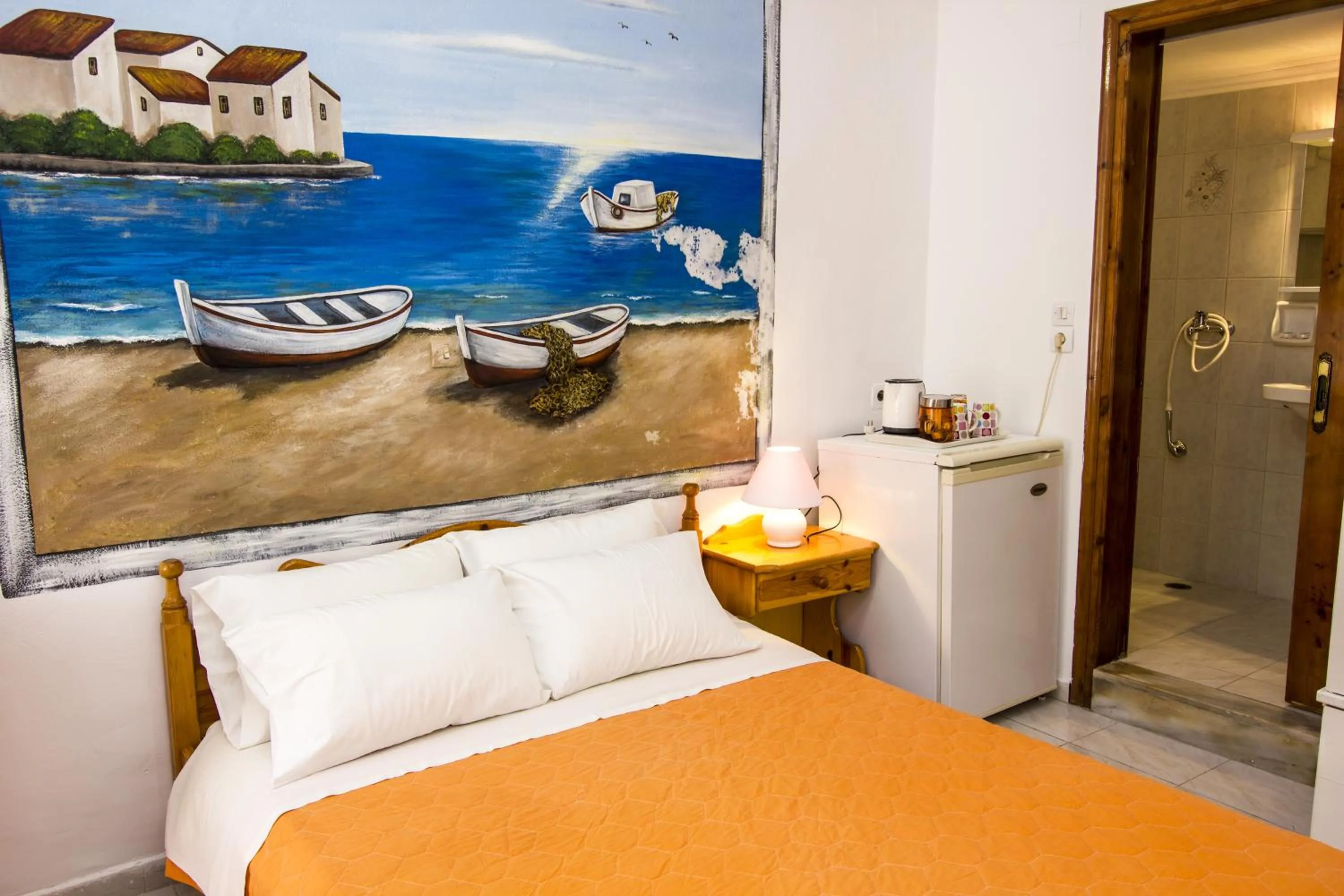 Decorative detail, Bed in Symi Center Hotel