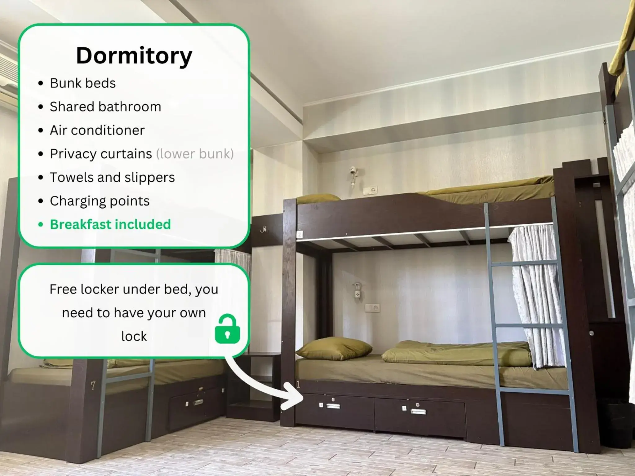 Bed in 10-Bed Mixed Dormitory Room in Apple Hostel Bishkek Bed in 10-Bed Mixed Dormitory Room in Apple Hostel Bishkek