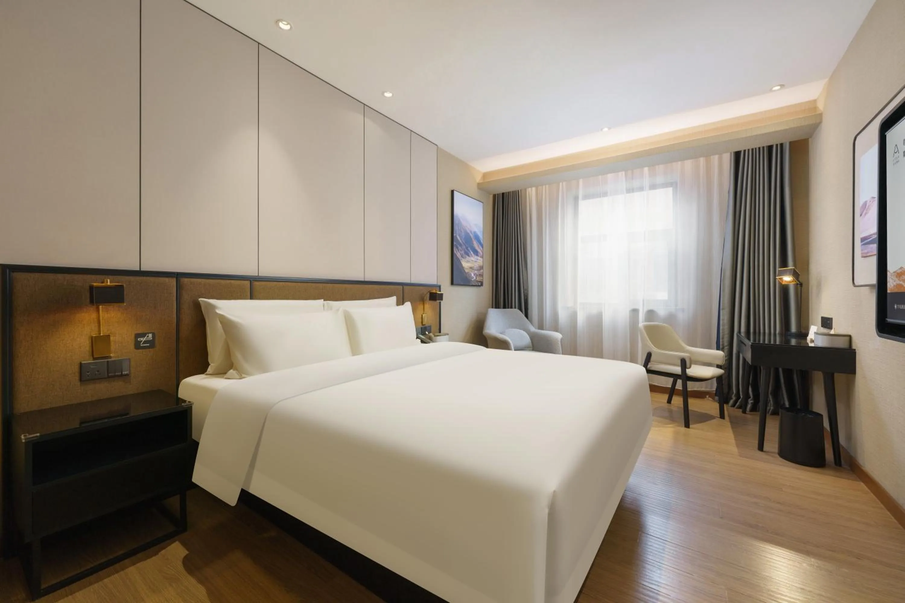 Bed in Atour X Hotel Dalian Development Zone Ansheng Plaza