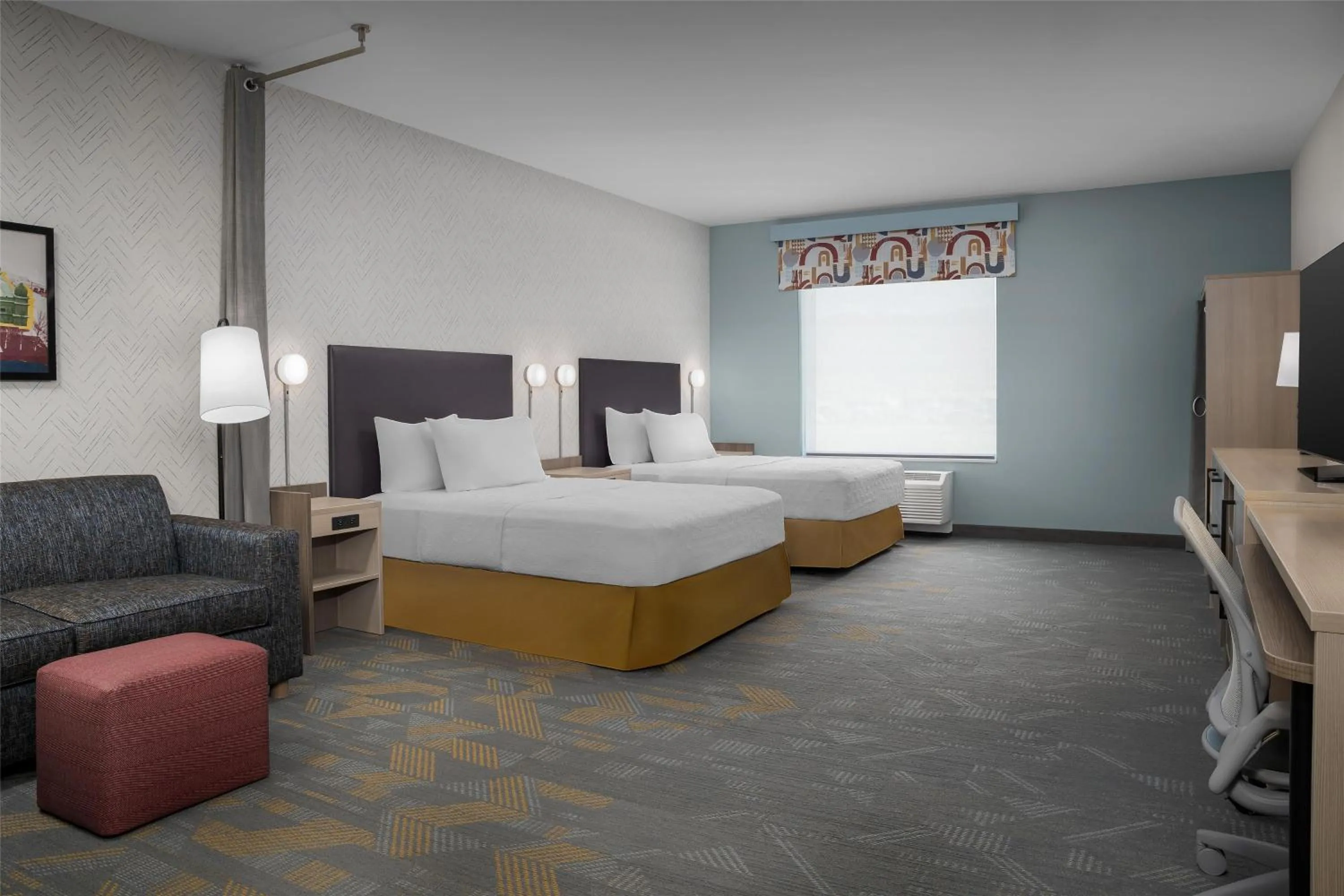 Living room, Bed in Home2 Suites By Hilton Tooele