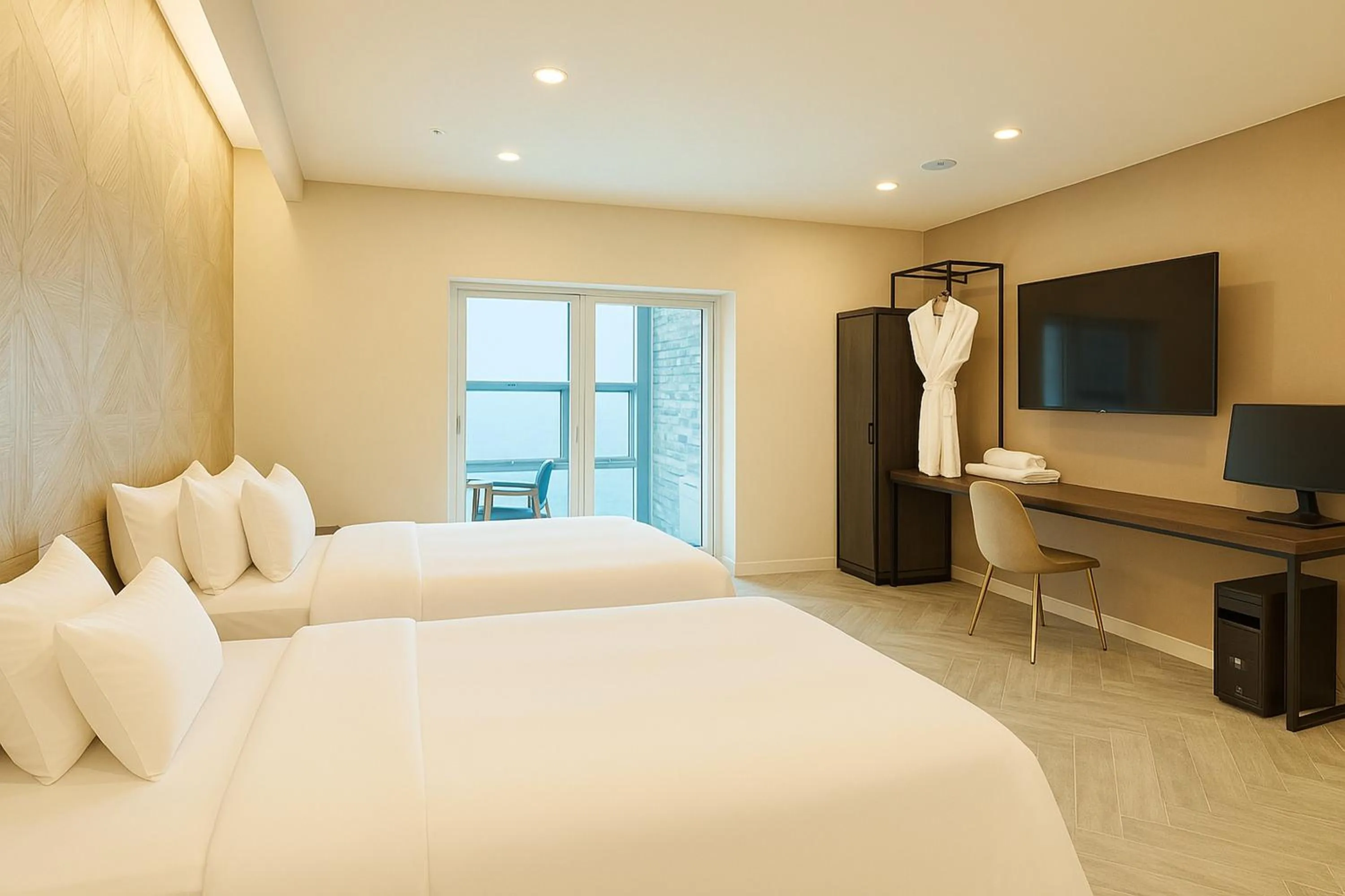 Bedroom, Bed in Restia Incheon Bay Hotel