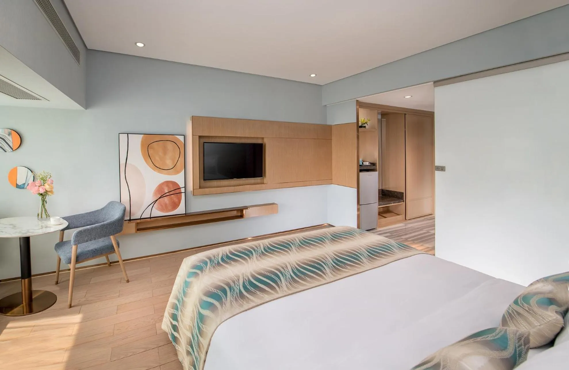 Bed in Sentosa Hotel Apartment Taoyuan Branch