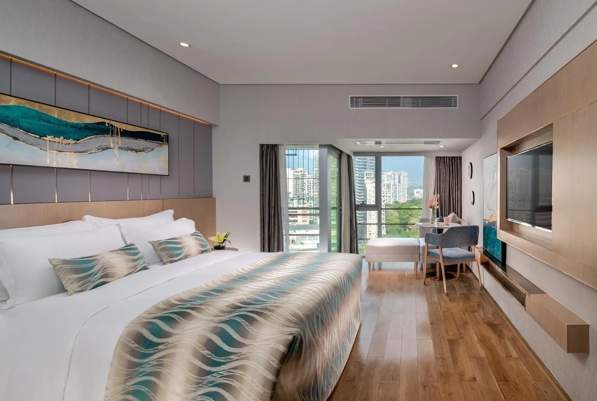 Bed in Sentosa Hotel Apartment Taoyuan Branch