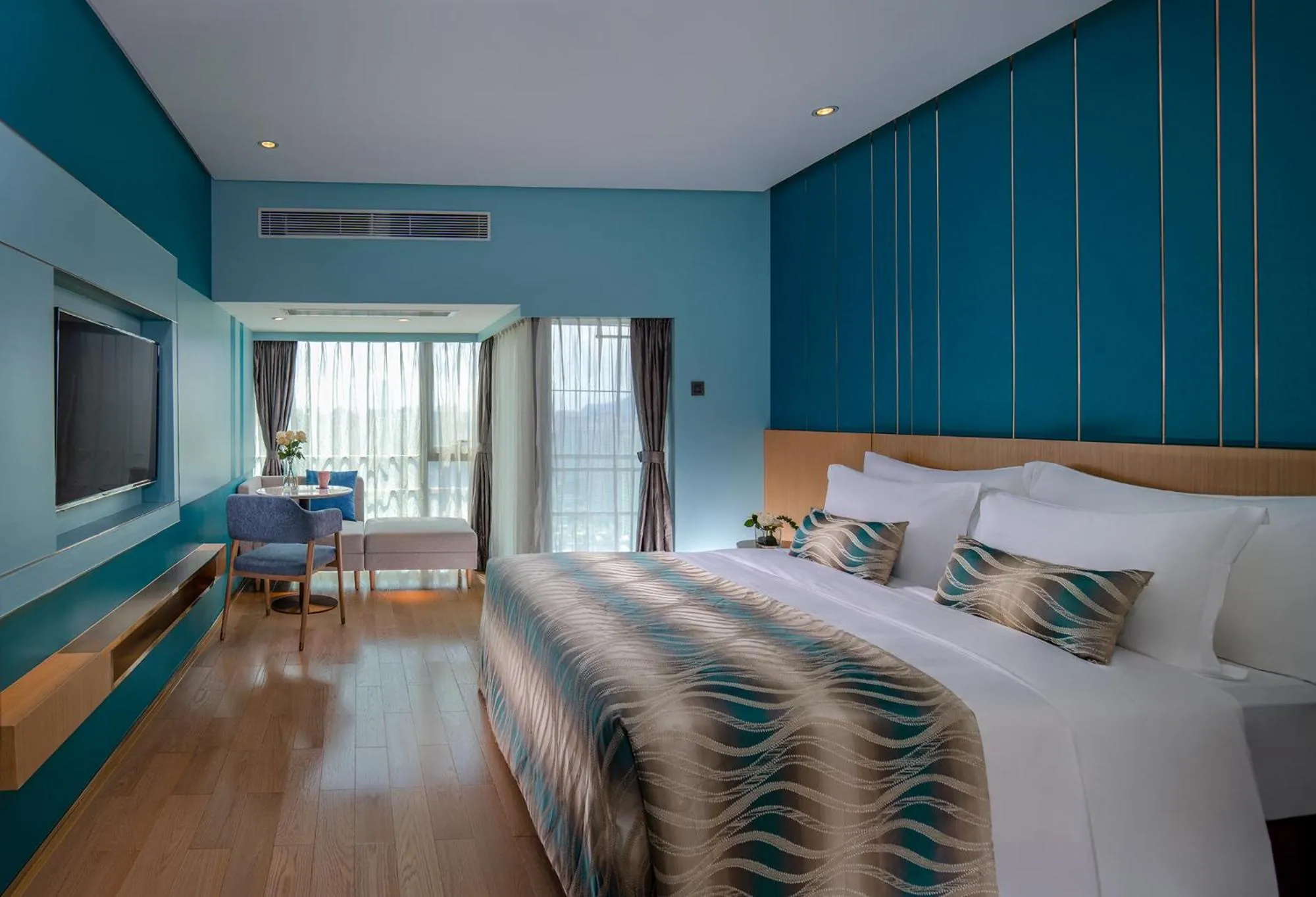 Bed in Sentosa Hotel Apartment Taoyuan Branch