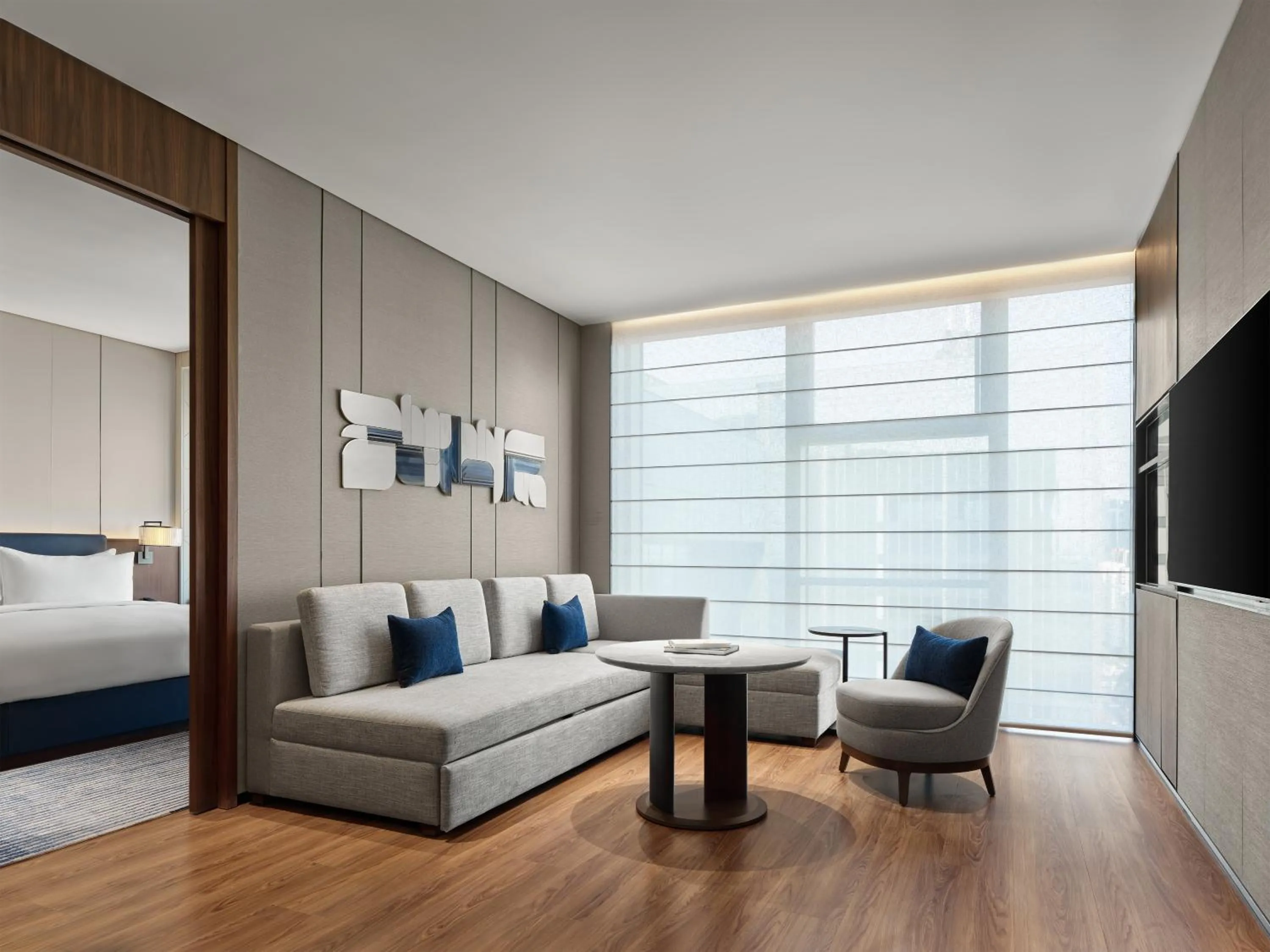 Photo of the whole room, Bed in Marriott Executive Apartments Suzhou Industrial Park