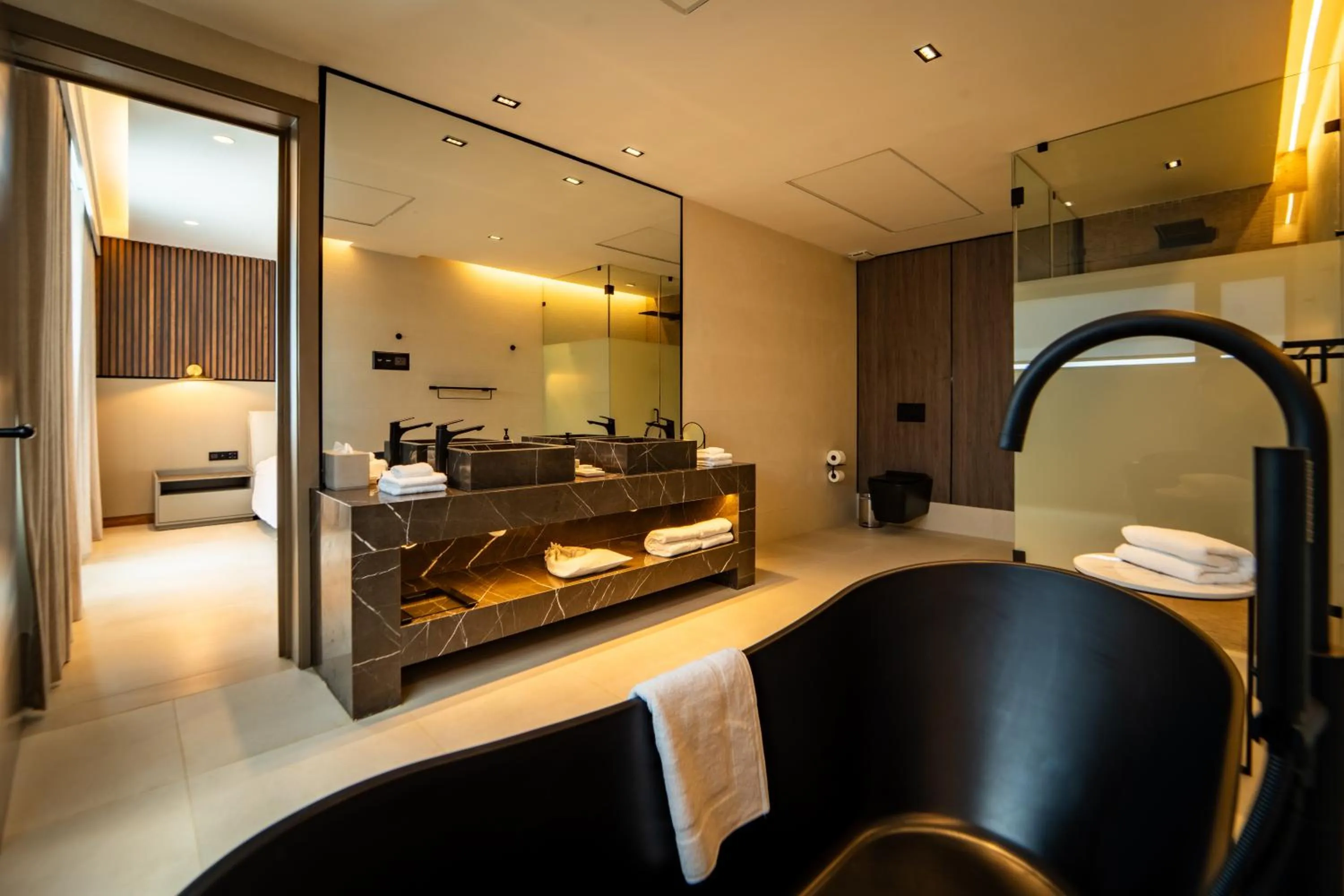 Bathroom, Bed in Nohian Collection Hotels