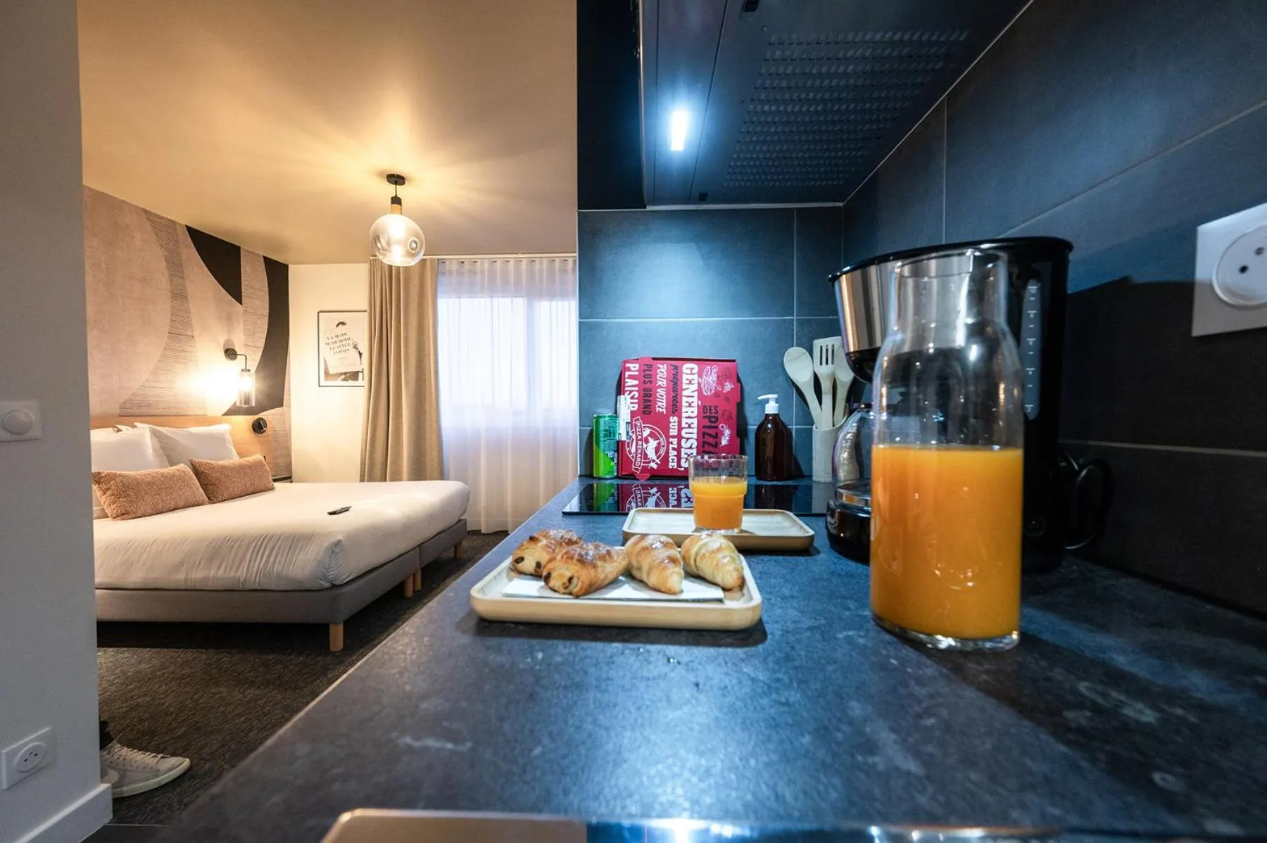 Bed in Nemea Appart Hotel Coeur Europe Strasbourg Illkirch