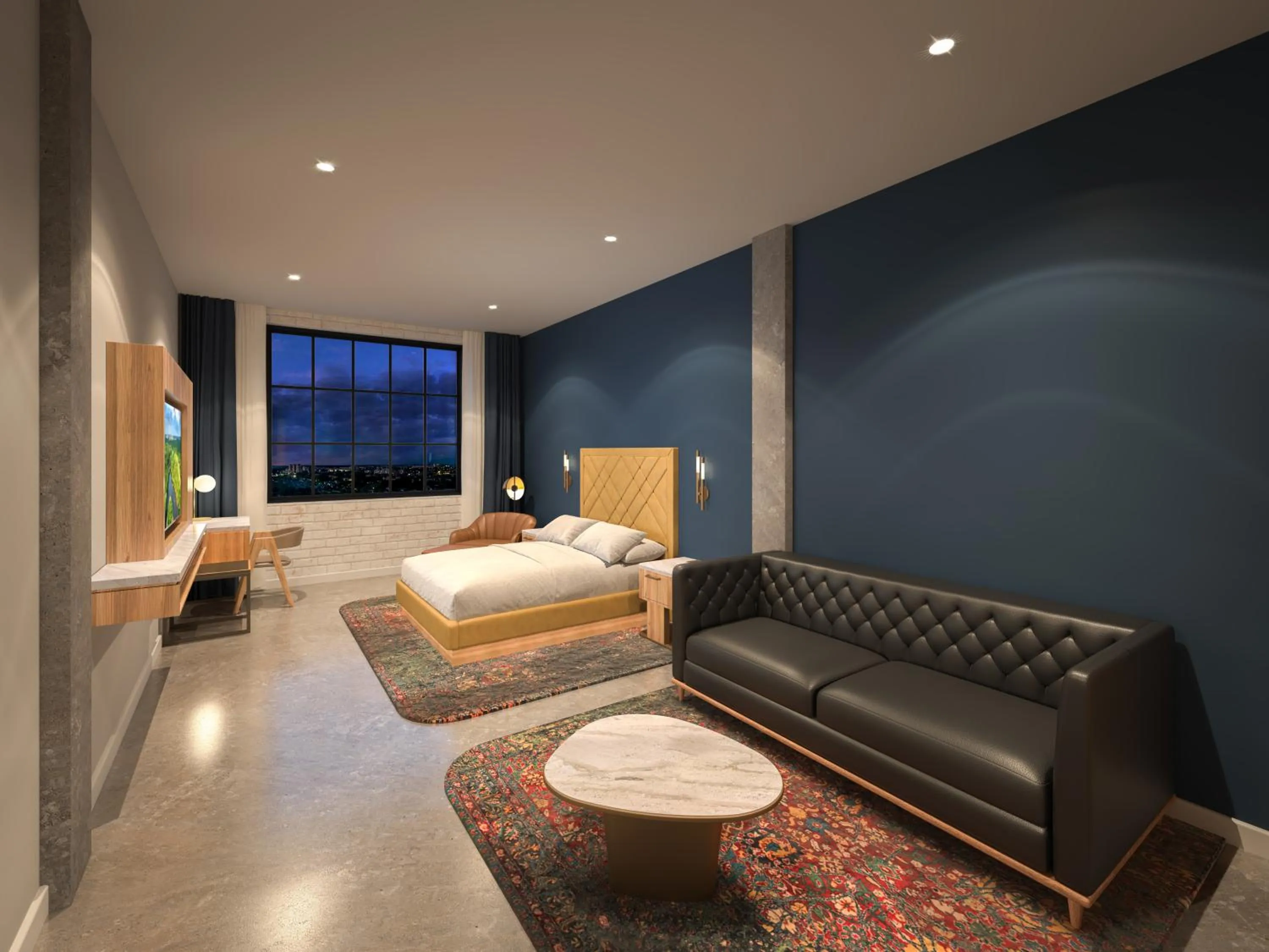 Seating area, Bed in Hard Rock Hotel London Ontario