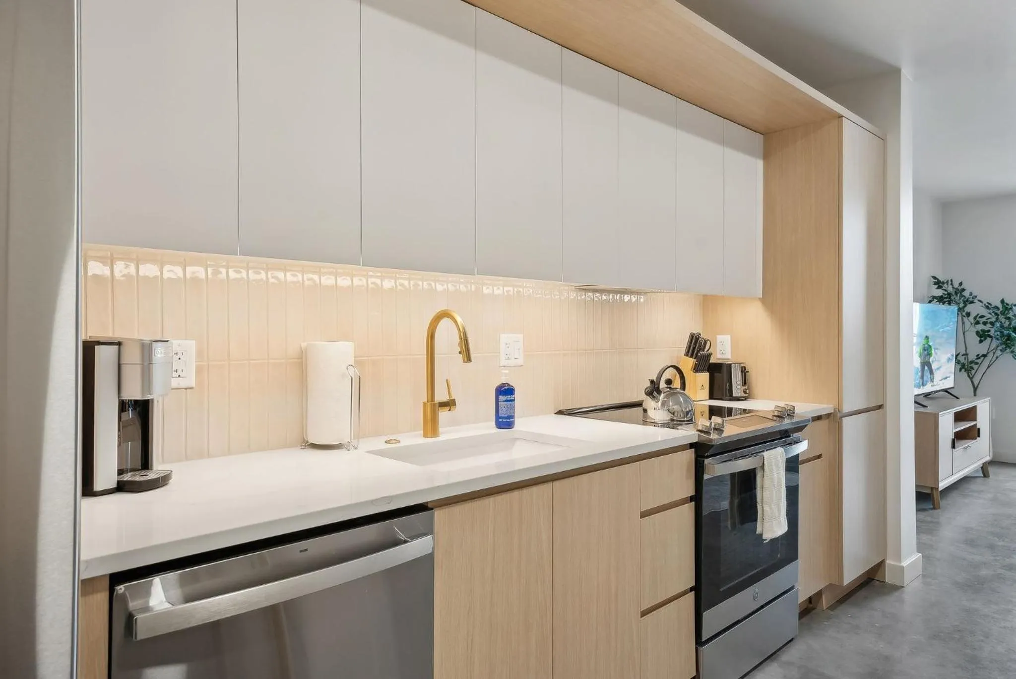 Kitchen or kitchenette in Placemakr Salt Lake City