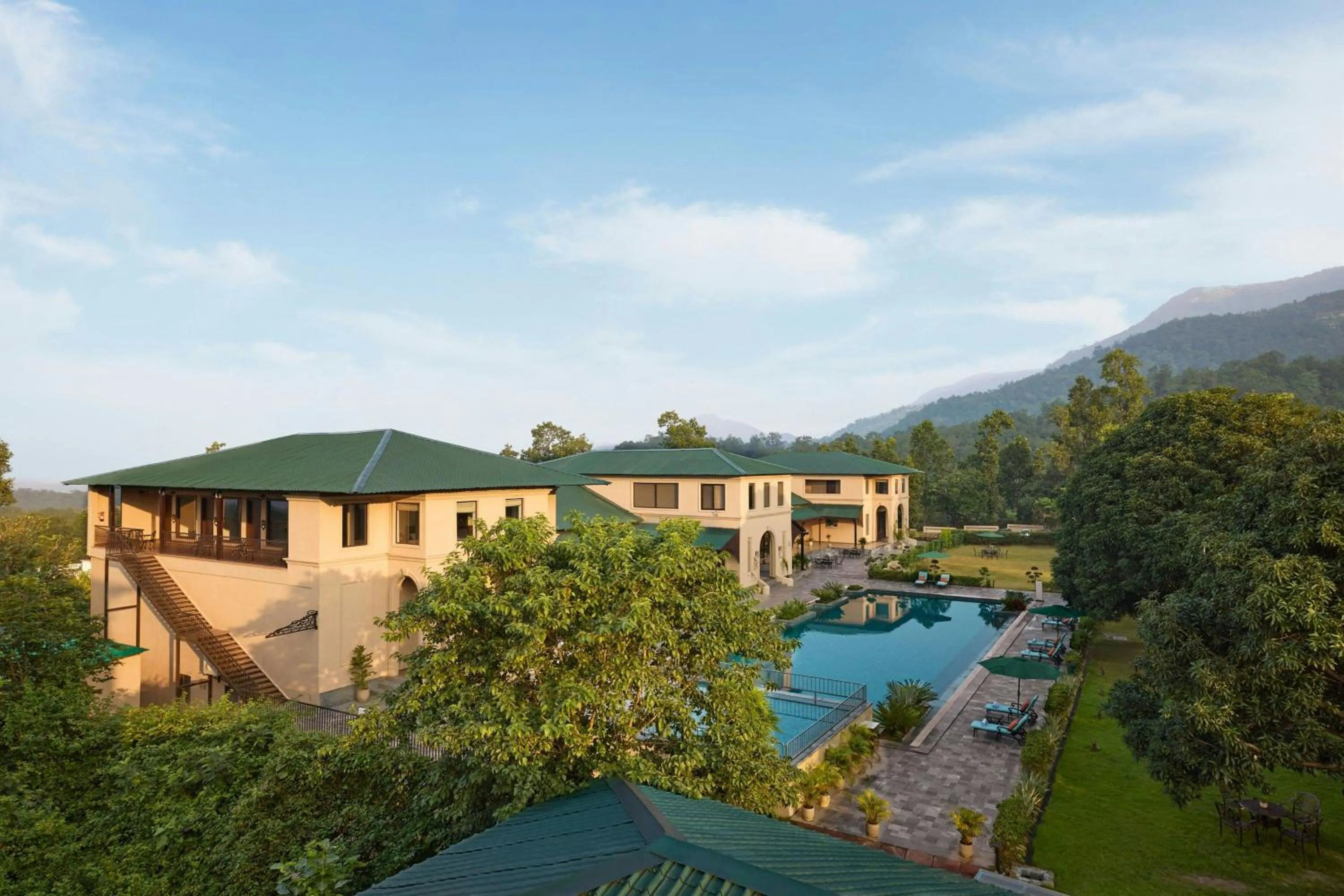 Property building in Debu's The Fern Resort & Spa, Jim Corbett, Series by Marriott